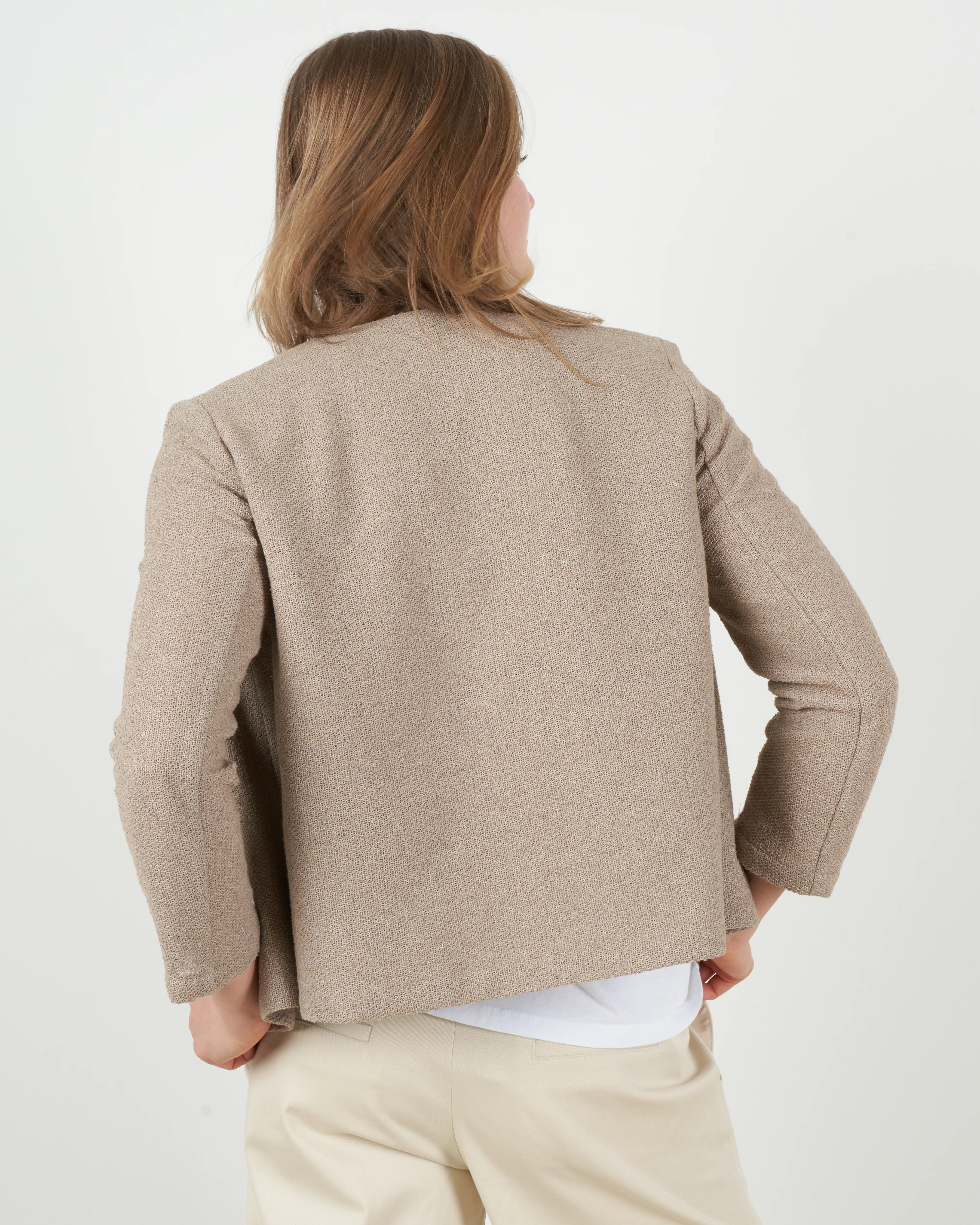 women round neck jacket frisé - hemp - Image 4