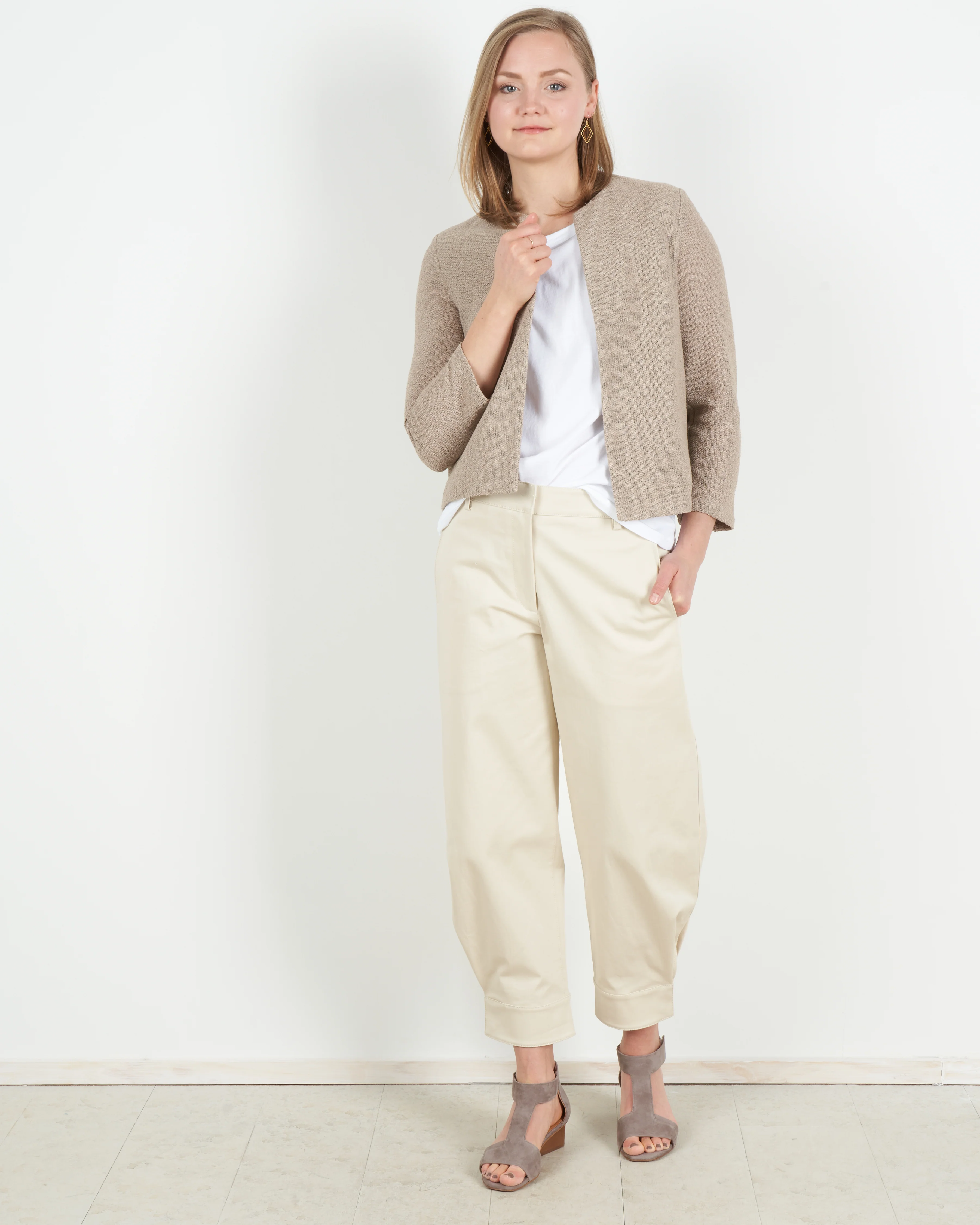 women round neck jacket frisé - hemp - Image 6