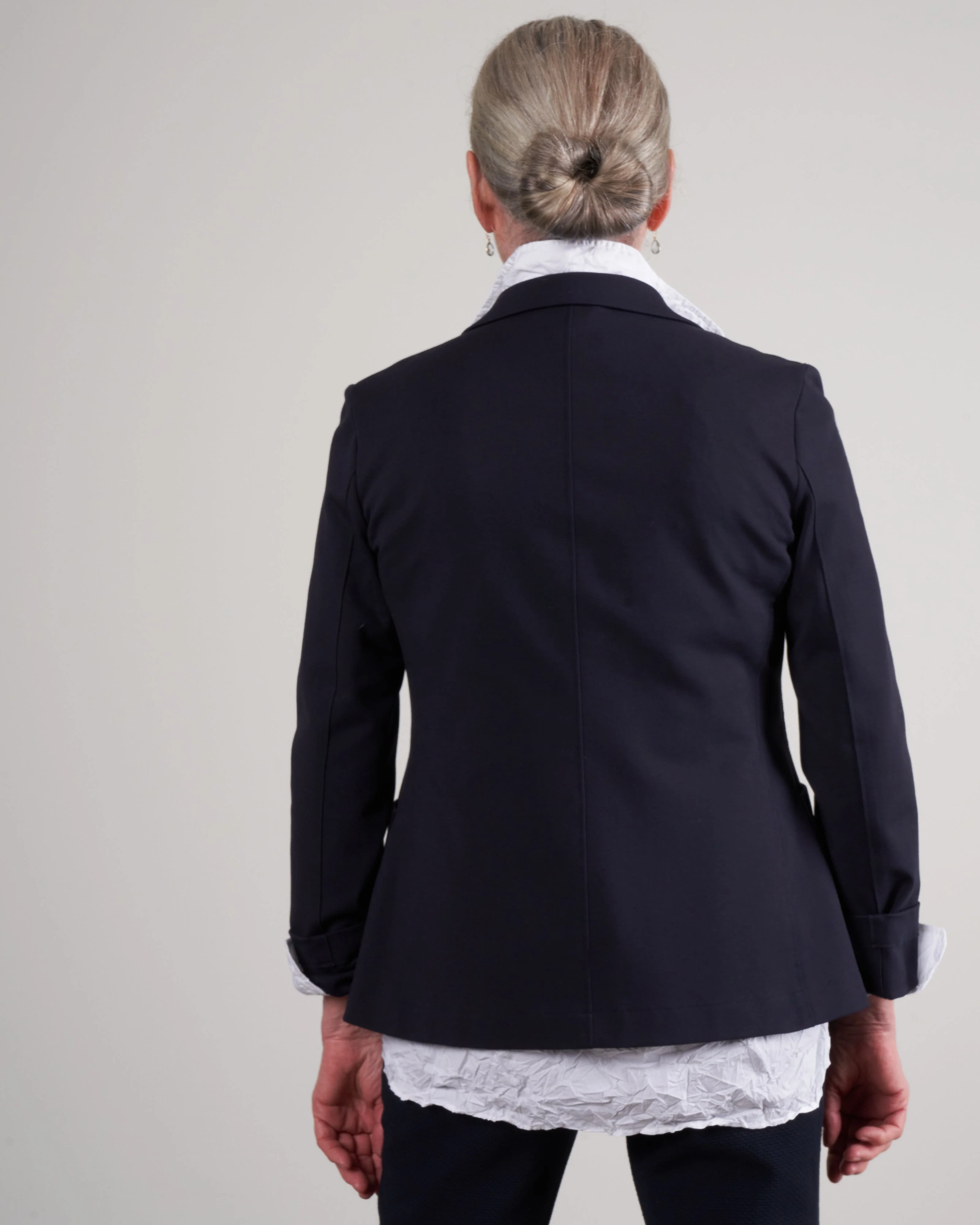women fitted blazer techno viscose - navy blue - Image 4