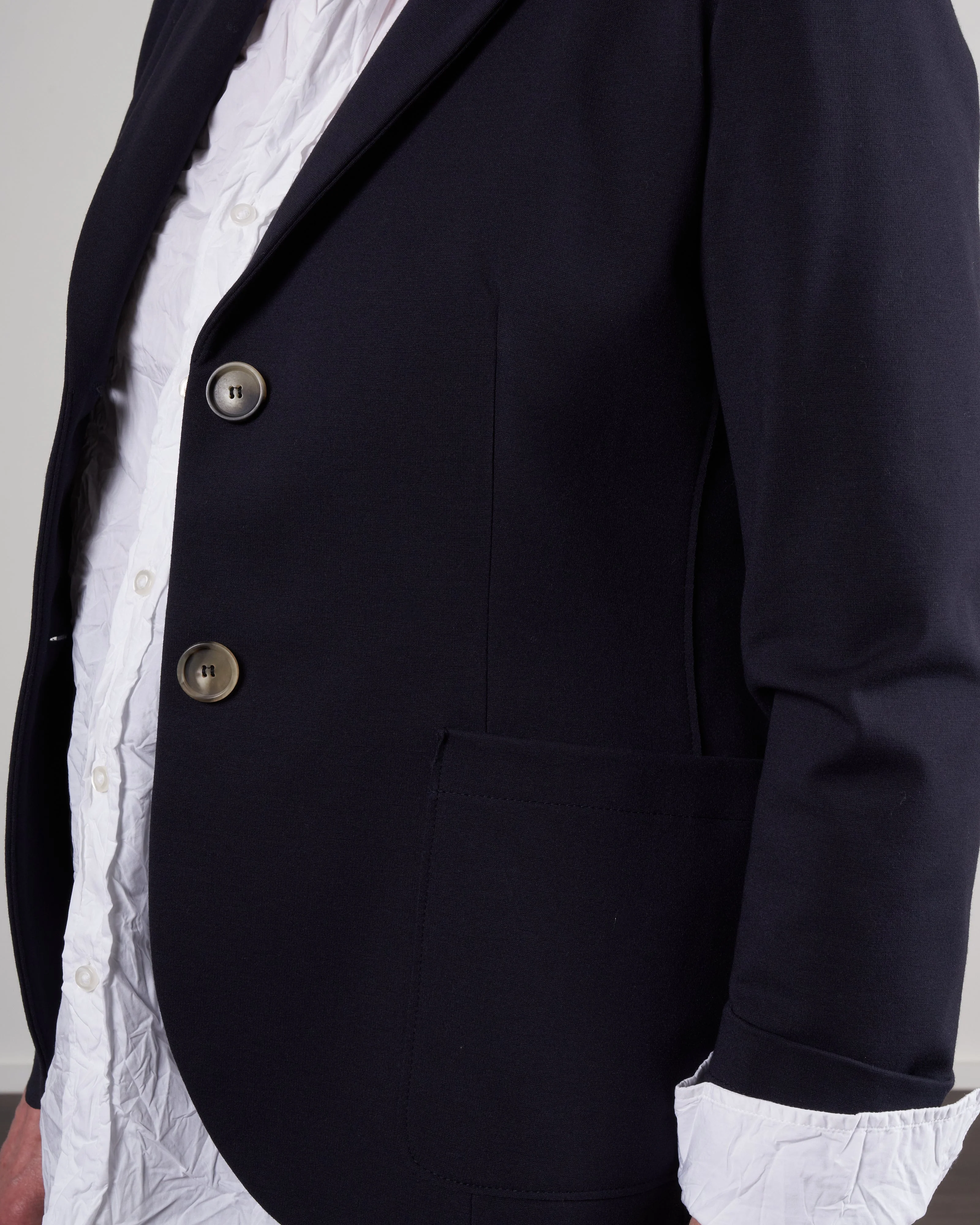 women fitted blazer techno viscose - navy blue - Image 5