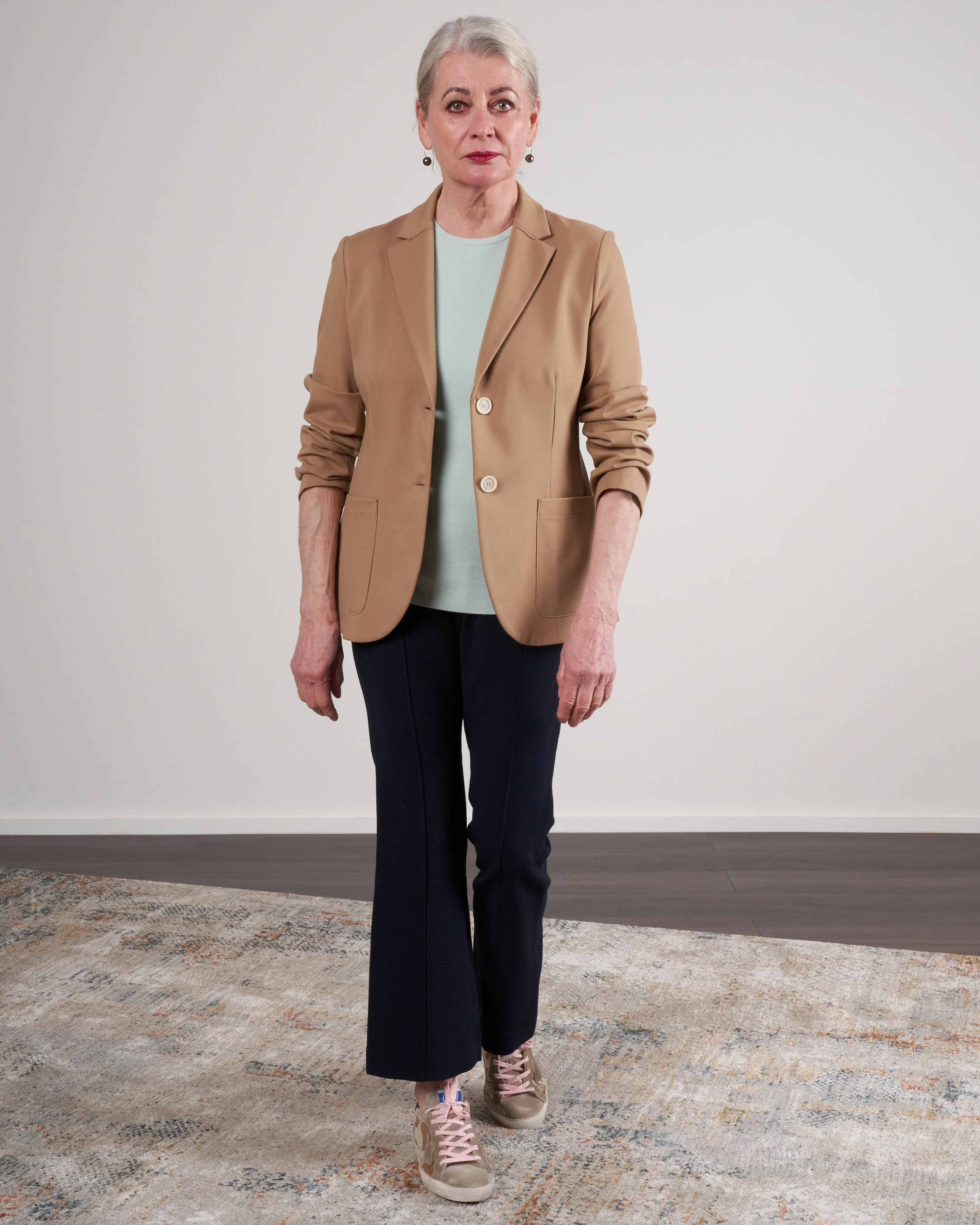 women fitted blazer techno viscose - tan - Image 2