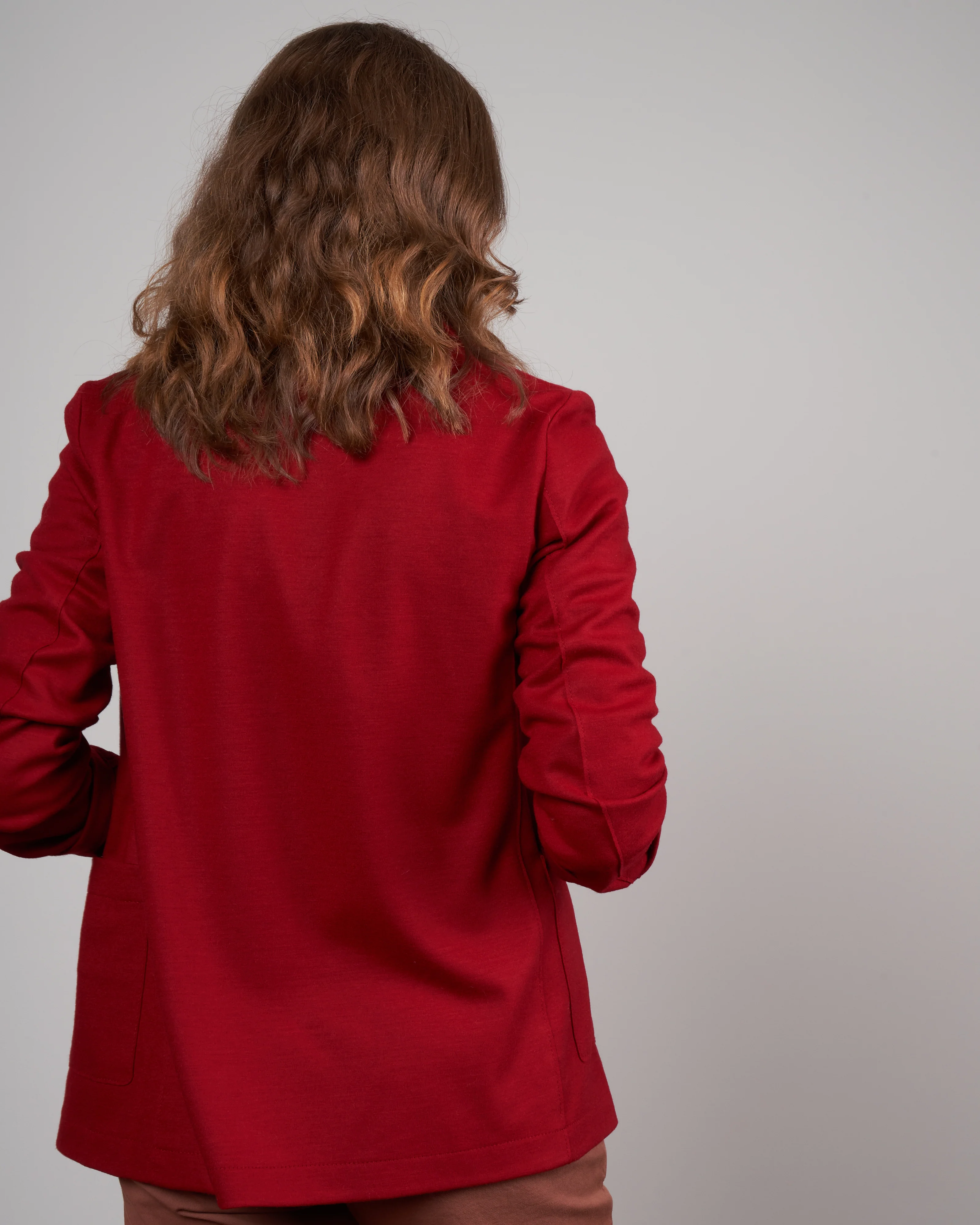 stand up collar boyfriend blazer - college red - Image 4