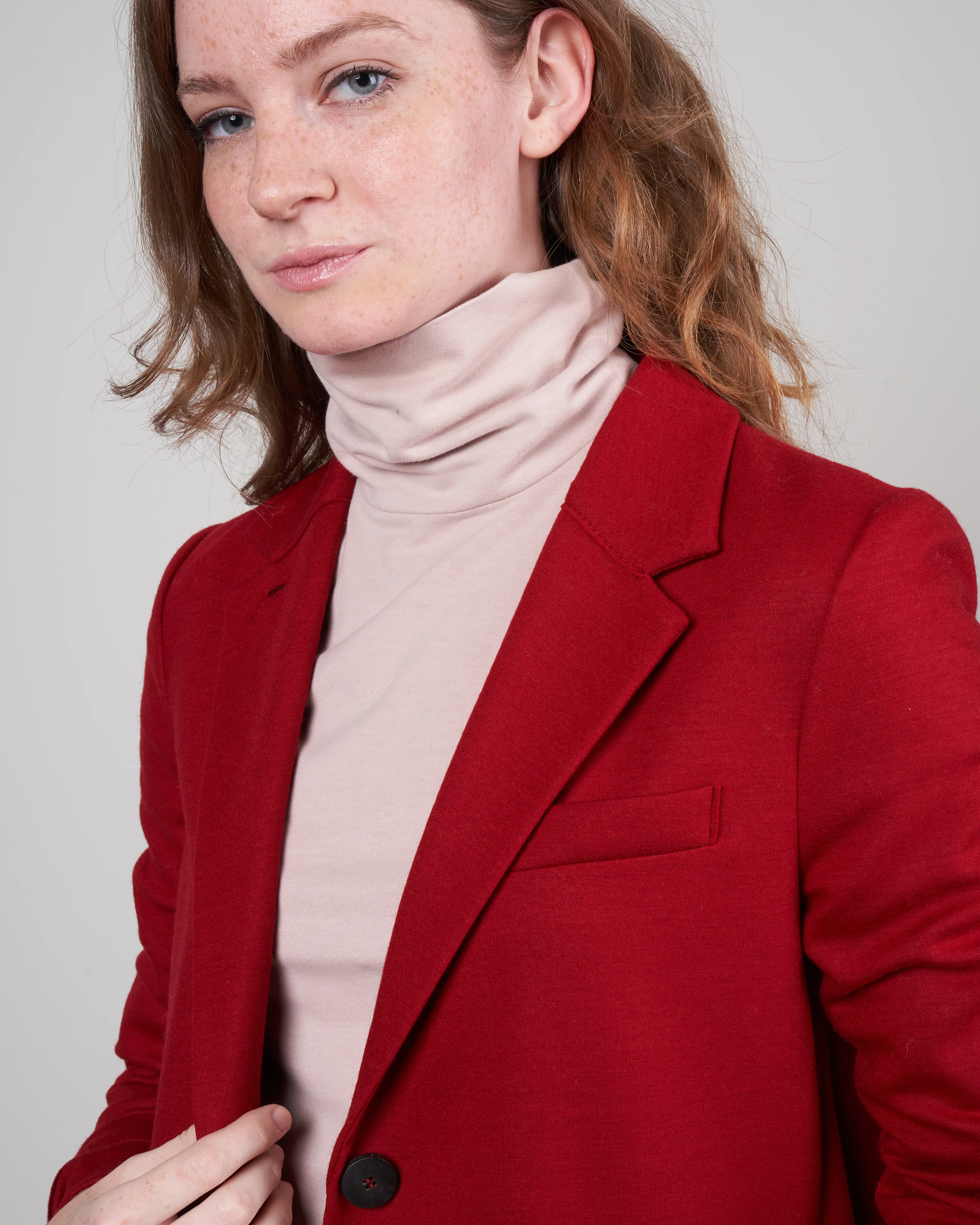 stand up collar boyfriend blazer - college red - Image 5