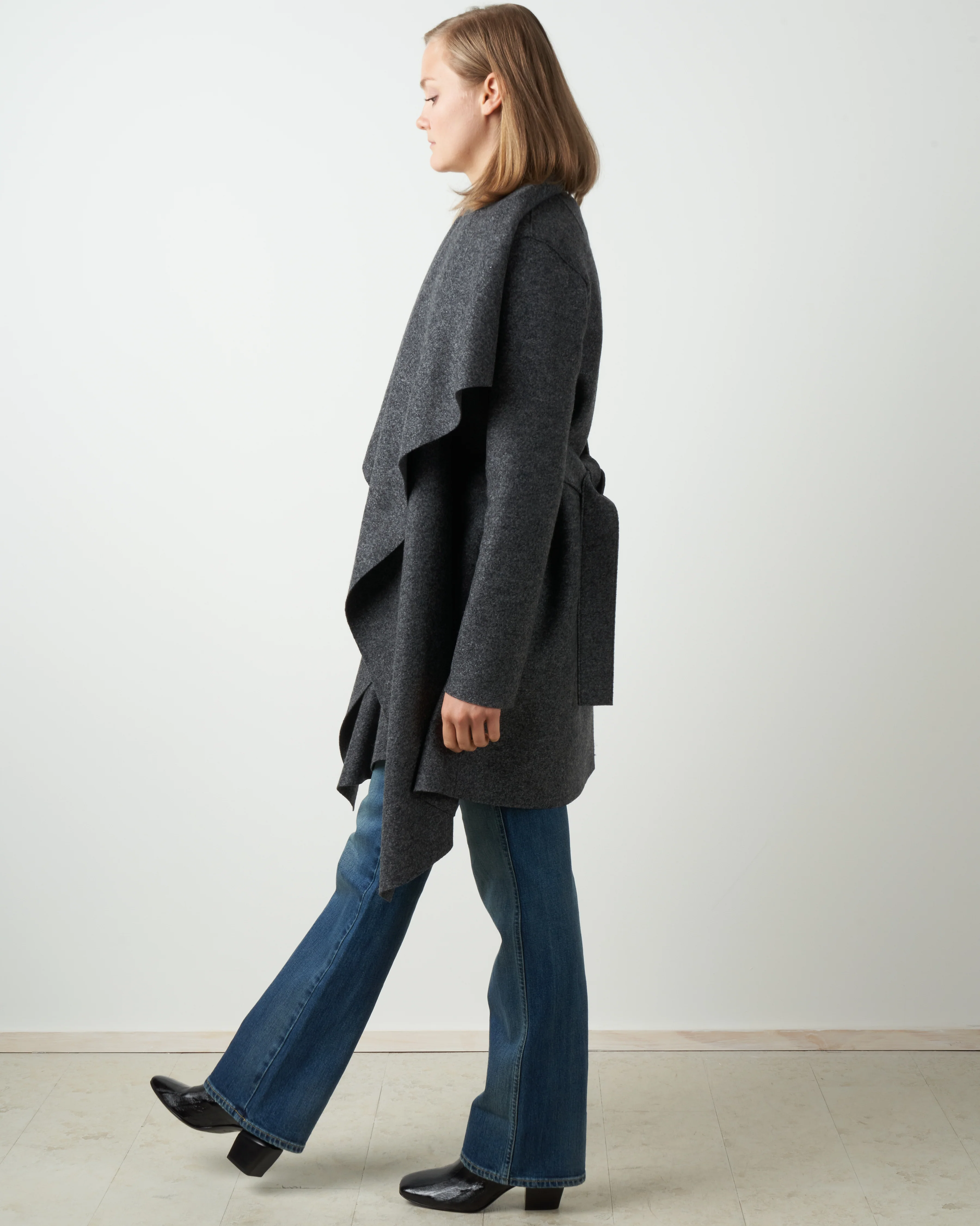 pressed wool blanket coat - anthracite mouliné - Image 2