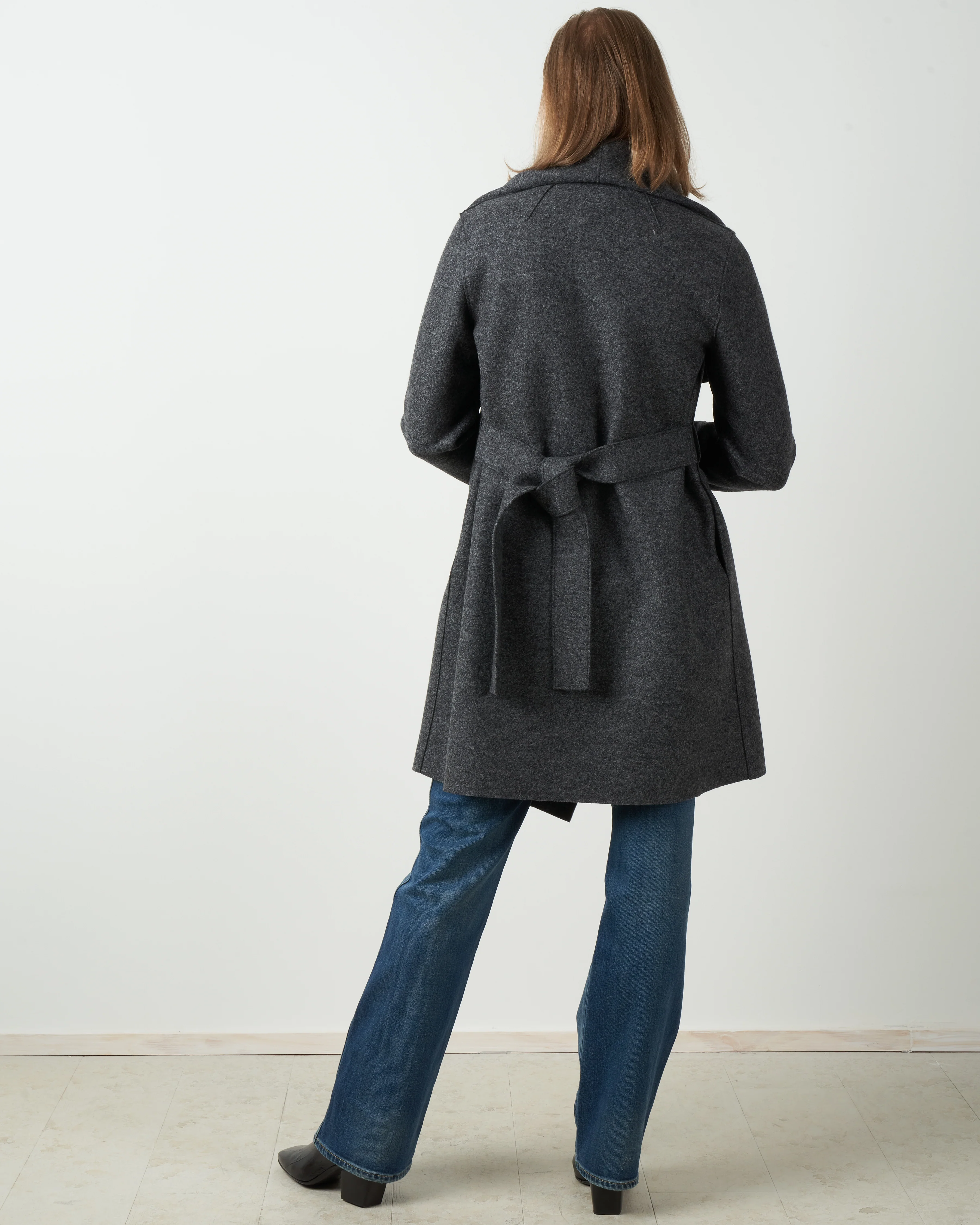 pressed wool blanket coat - anthracite mouliné - Image 3