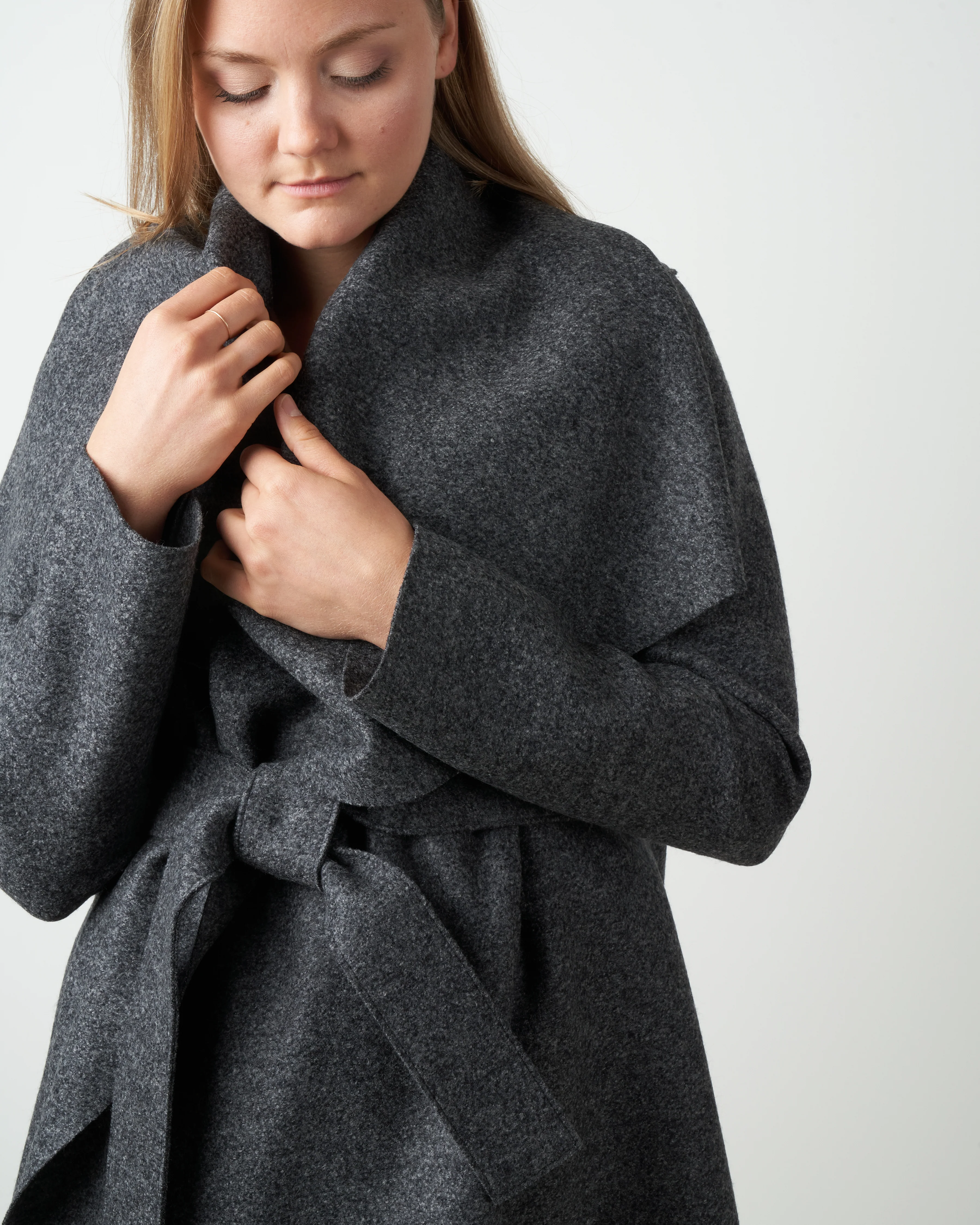 pressed wool blanket coat - anthracite mouliné - Image 4