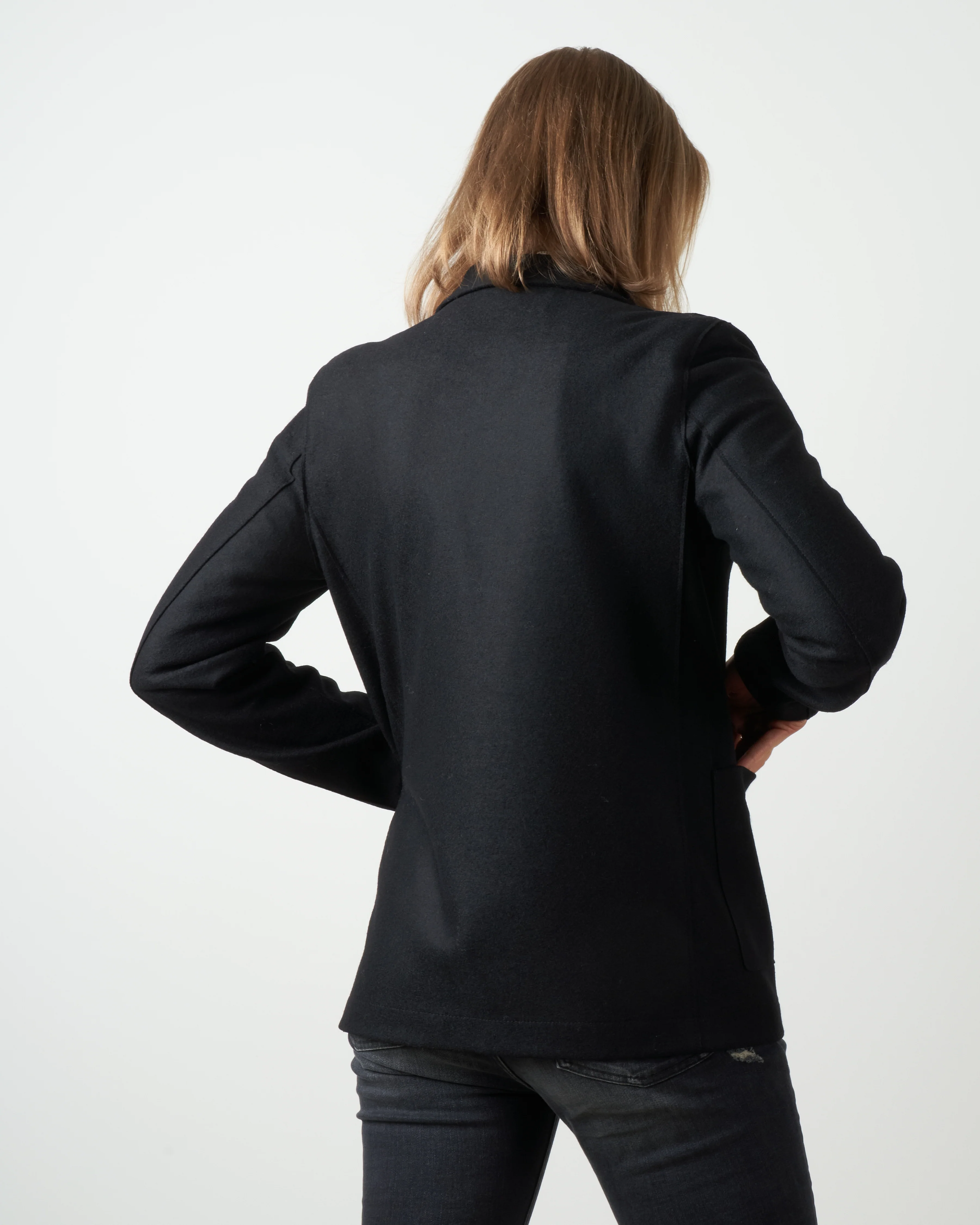 stand-up collar boyfriend blazer - black - Image 3