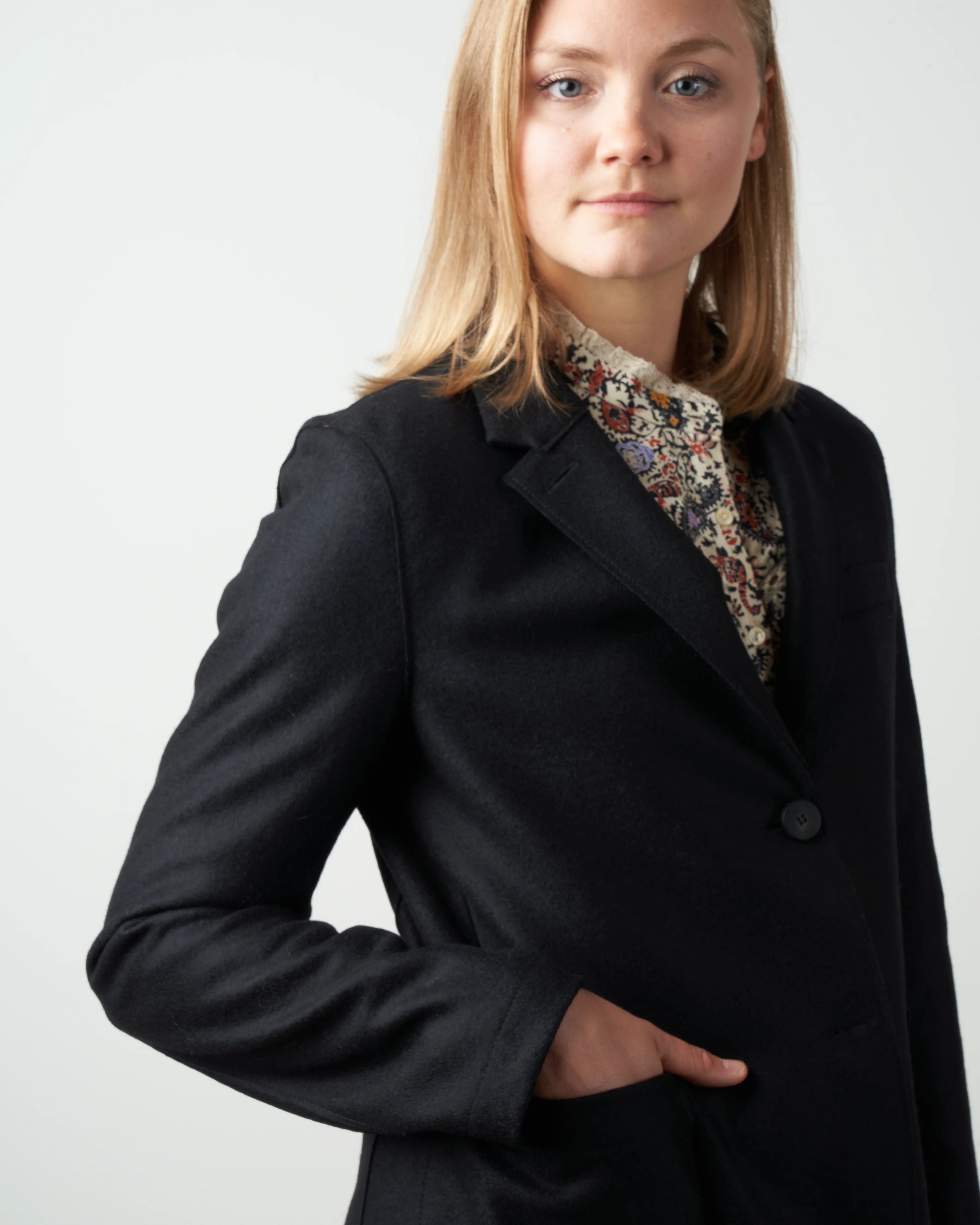 stand-up collar boyfriend blazer - black - Image 4