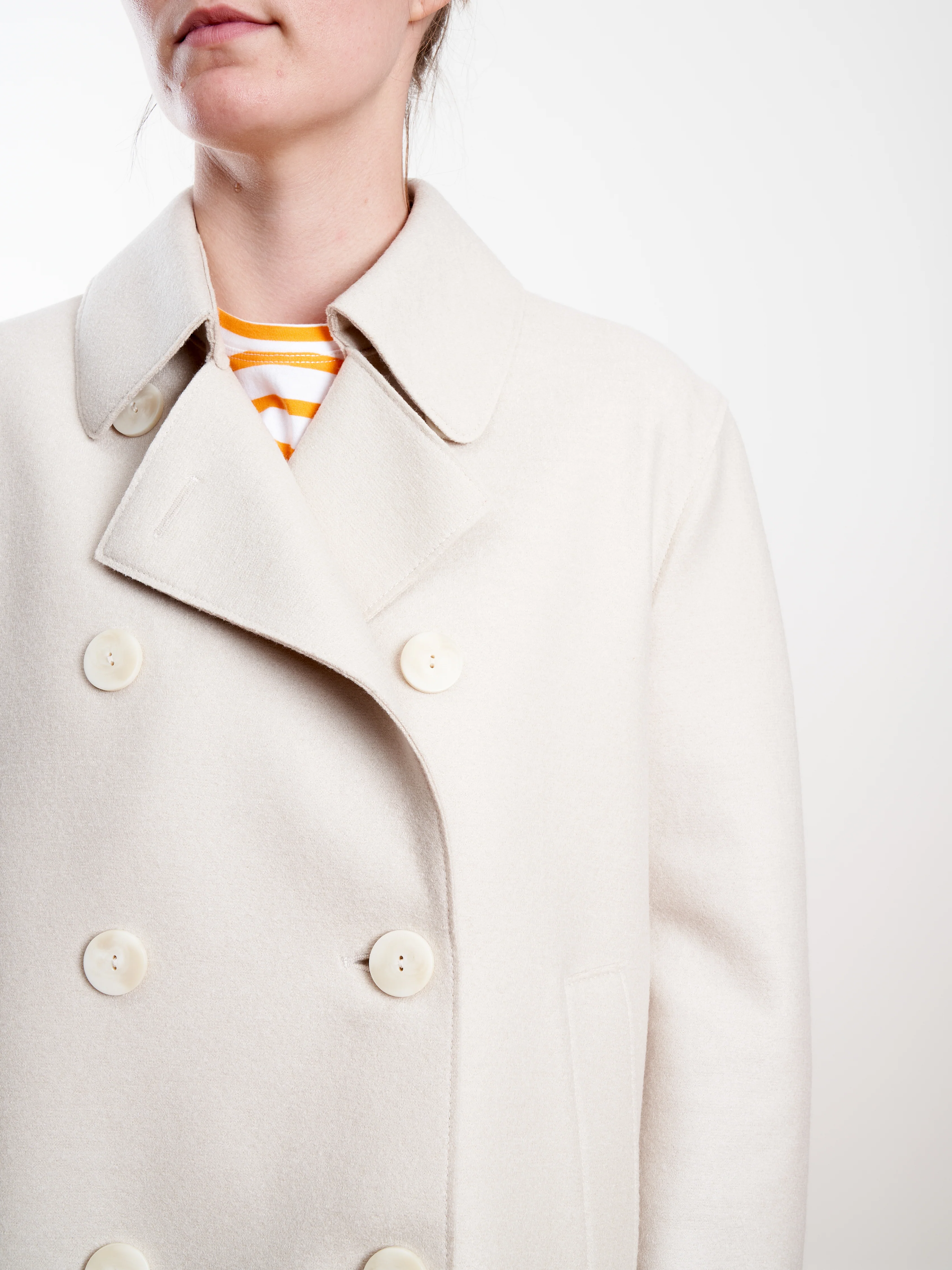 light pressed wool cropped trench - cream - Image 7