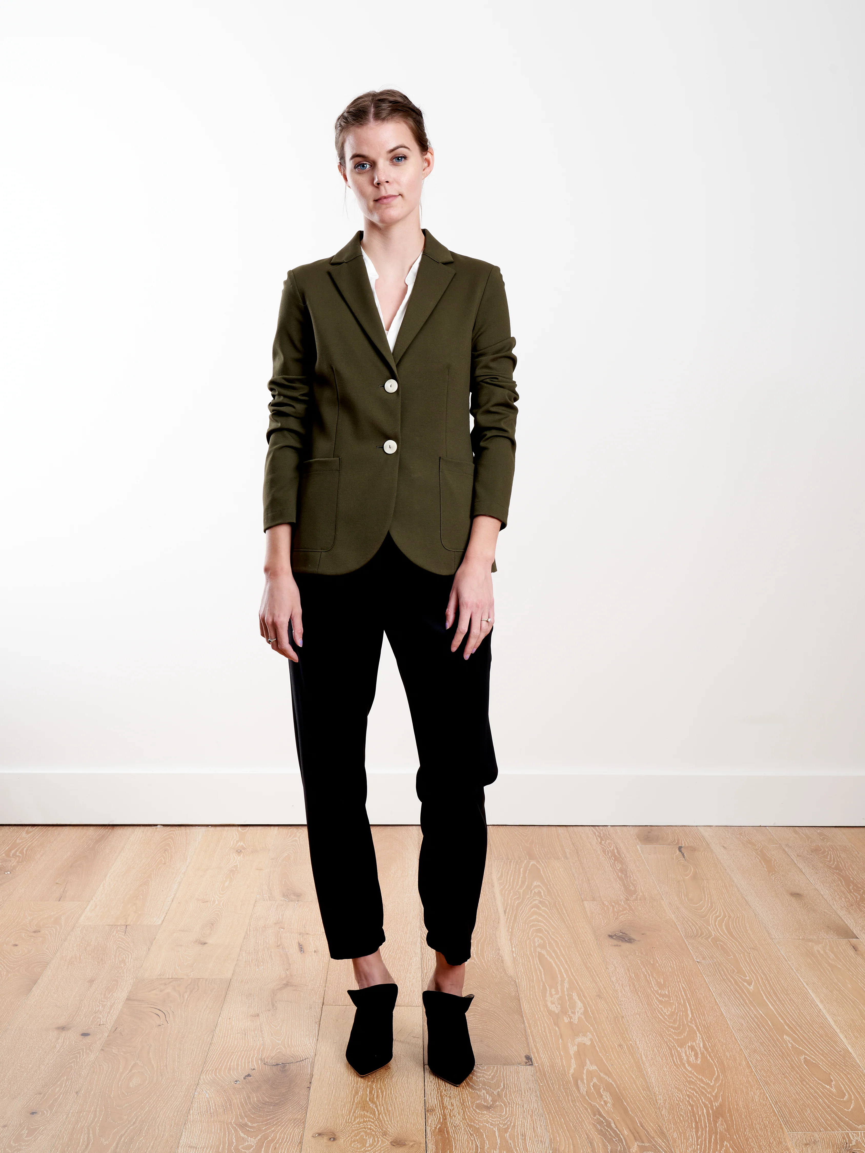 techno viscose tailored blazer - military green - Image 2