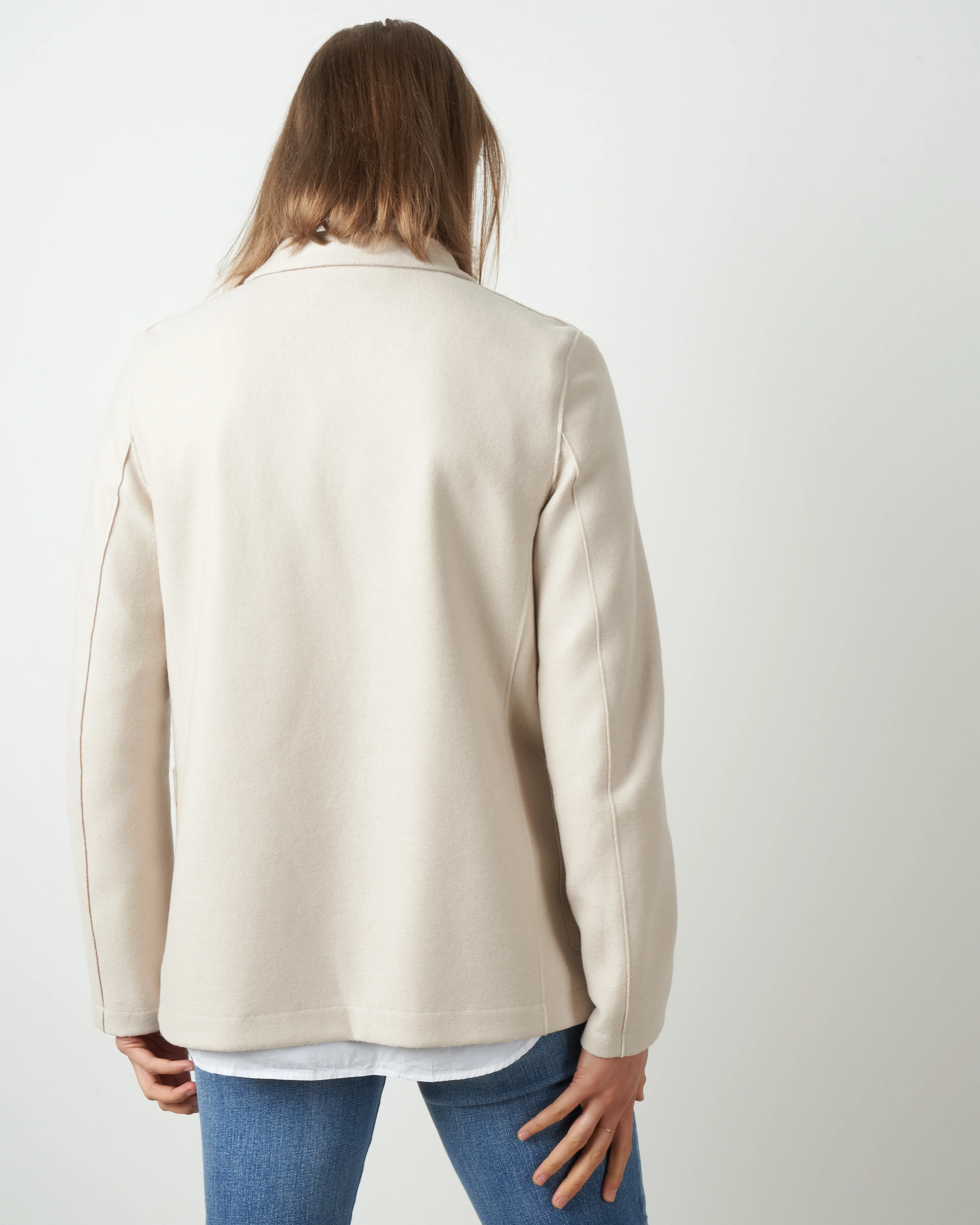 stand-up collar boyfriend blazer - cream - Image 3