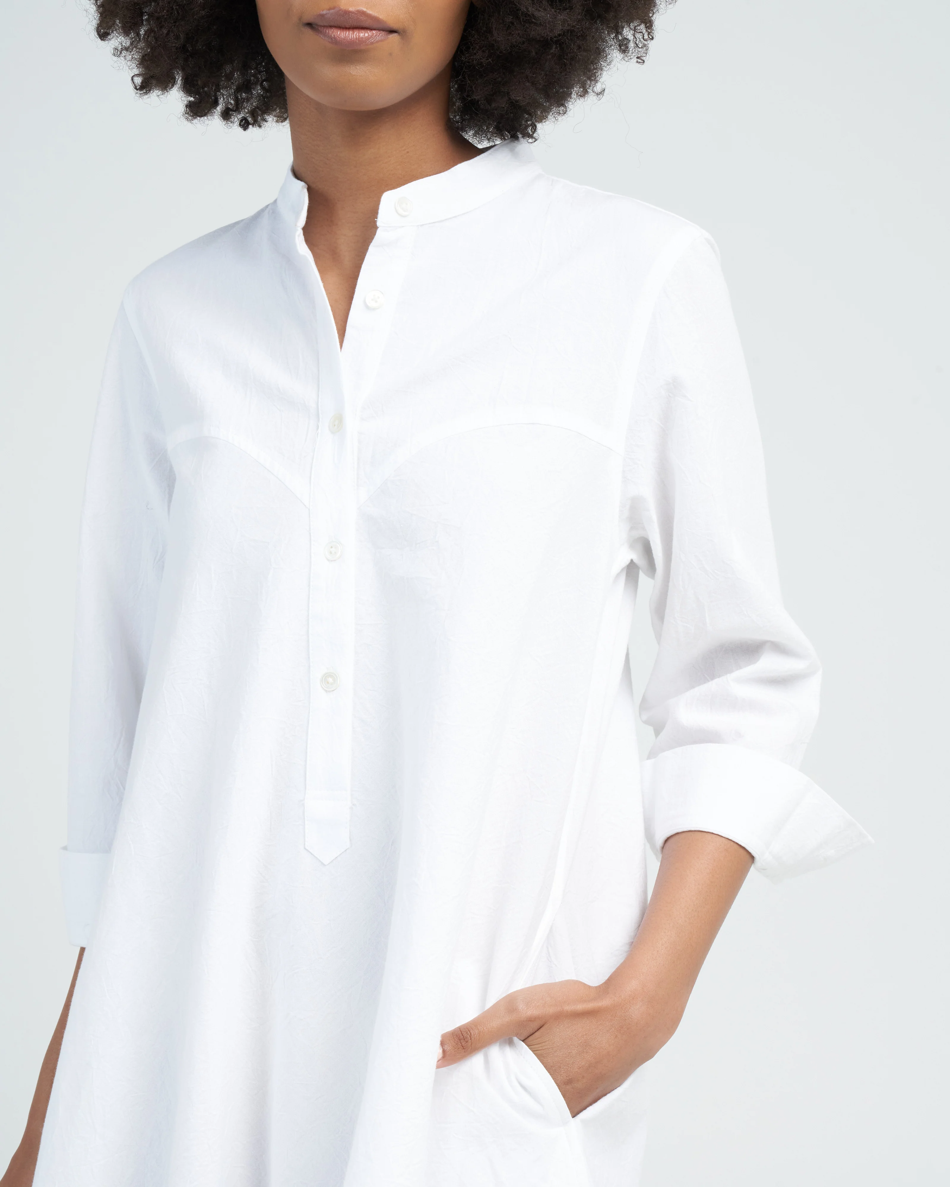 crinkle cotton shirt dress - white - Image 5
