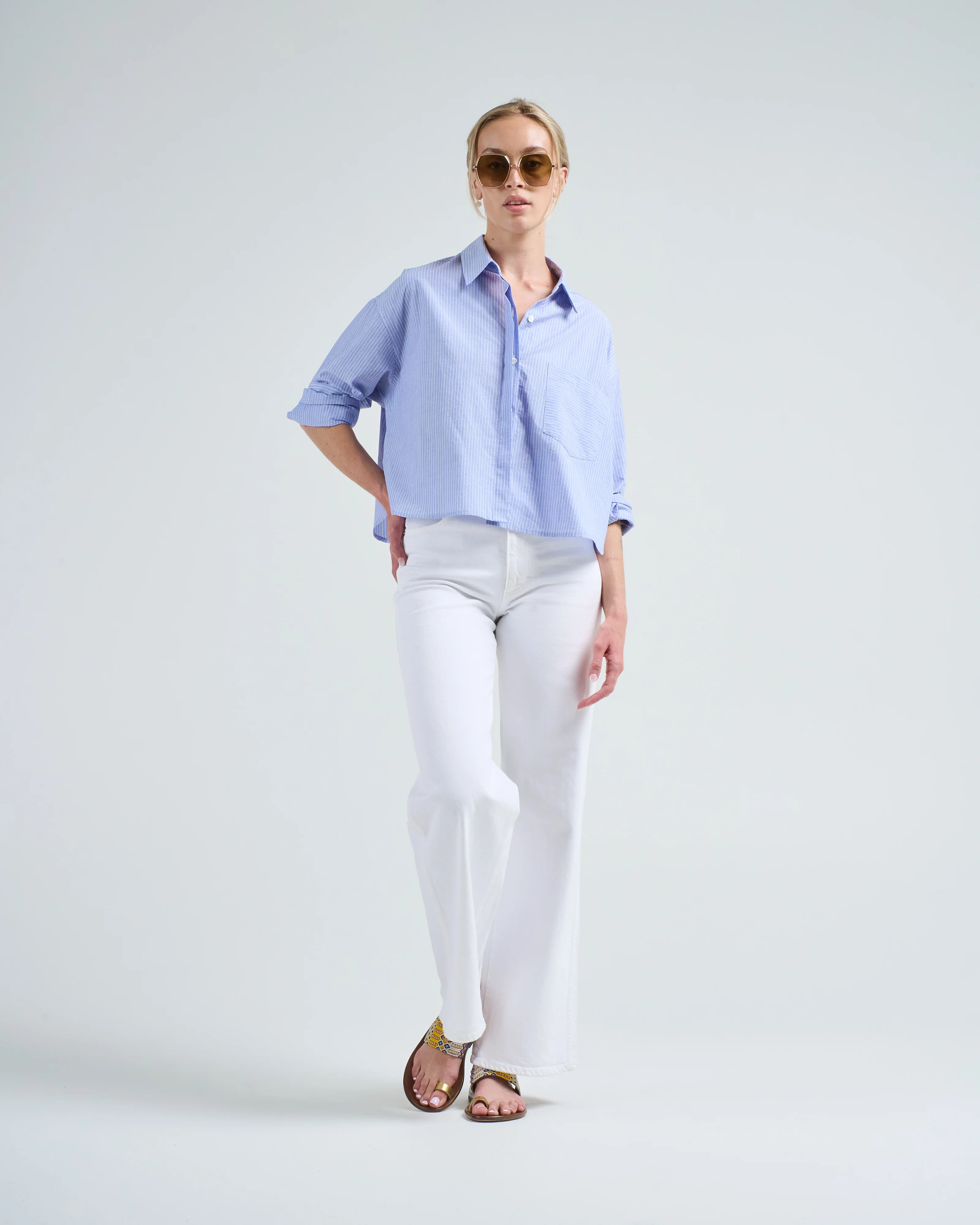cropped boyfriend shirt - Image 2