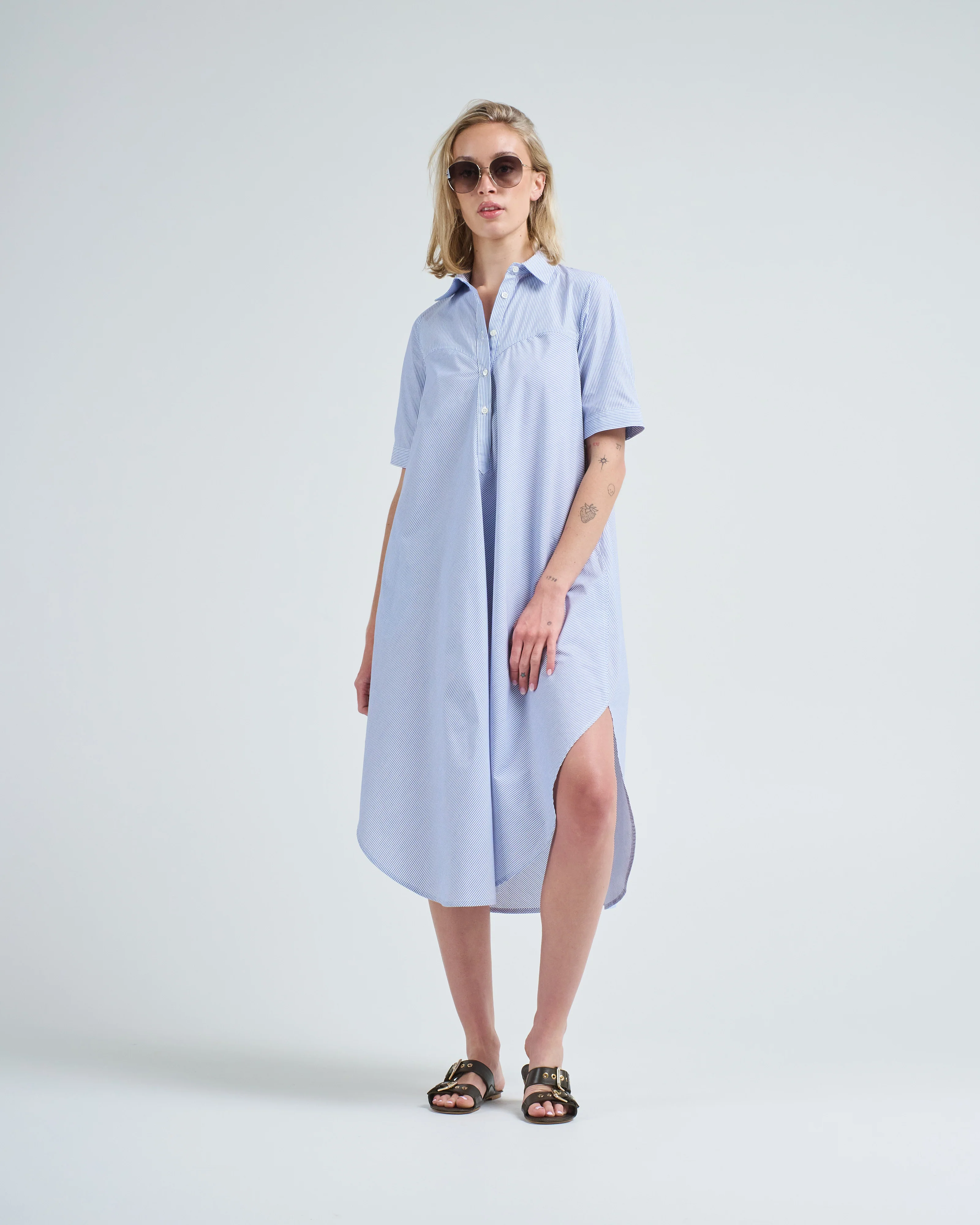 s/s bias shirt dress