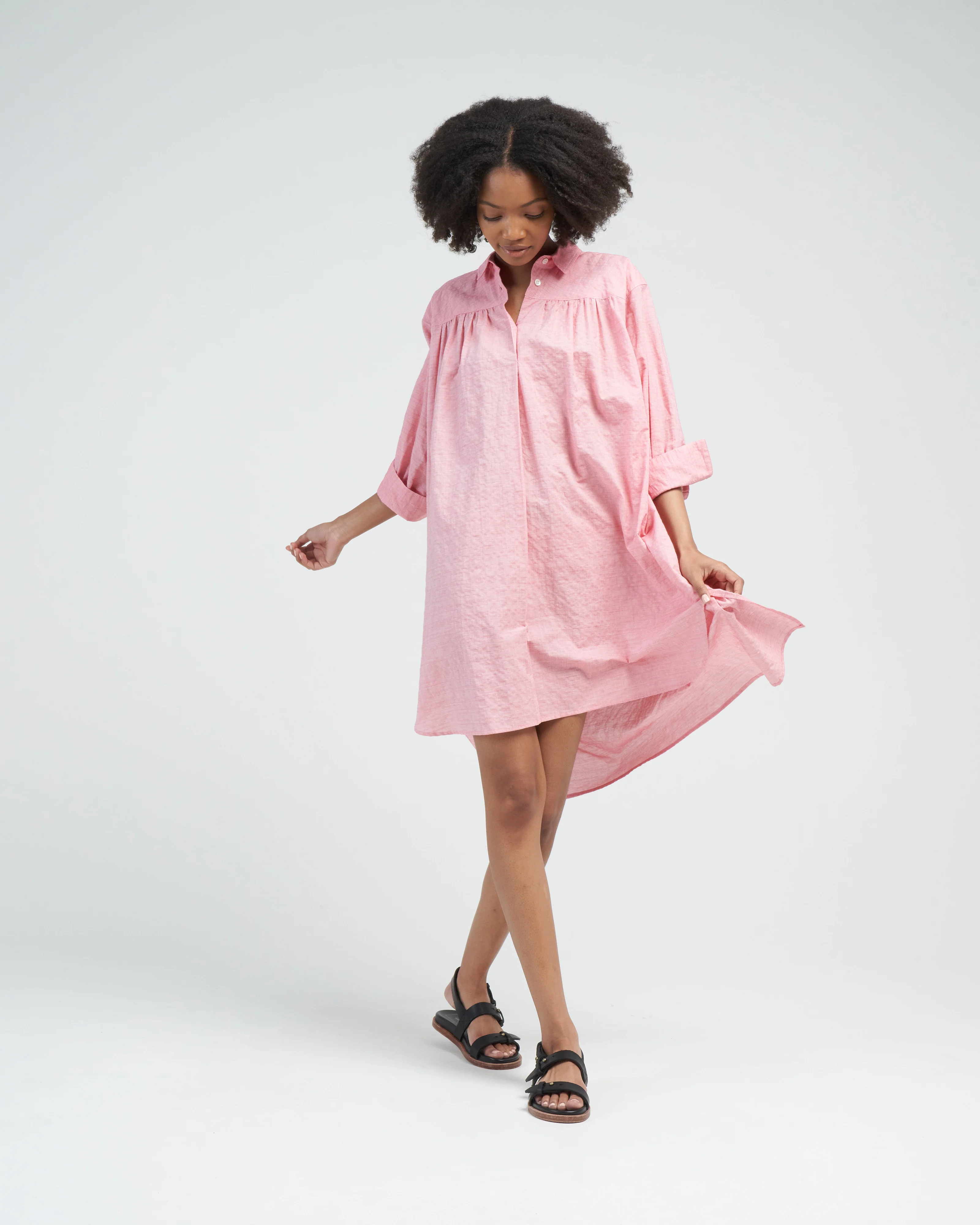 smock shirt dress - pink rose - Image 2