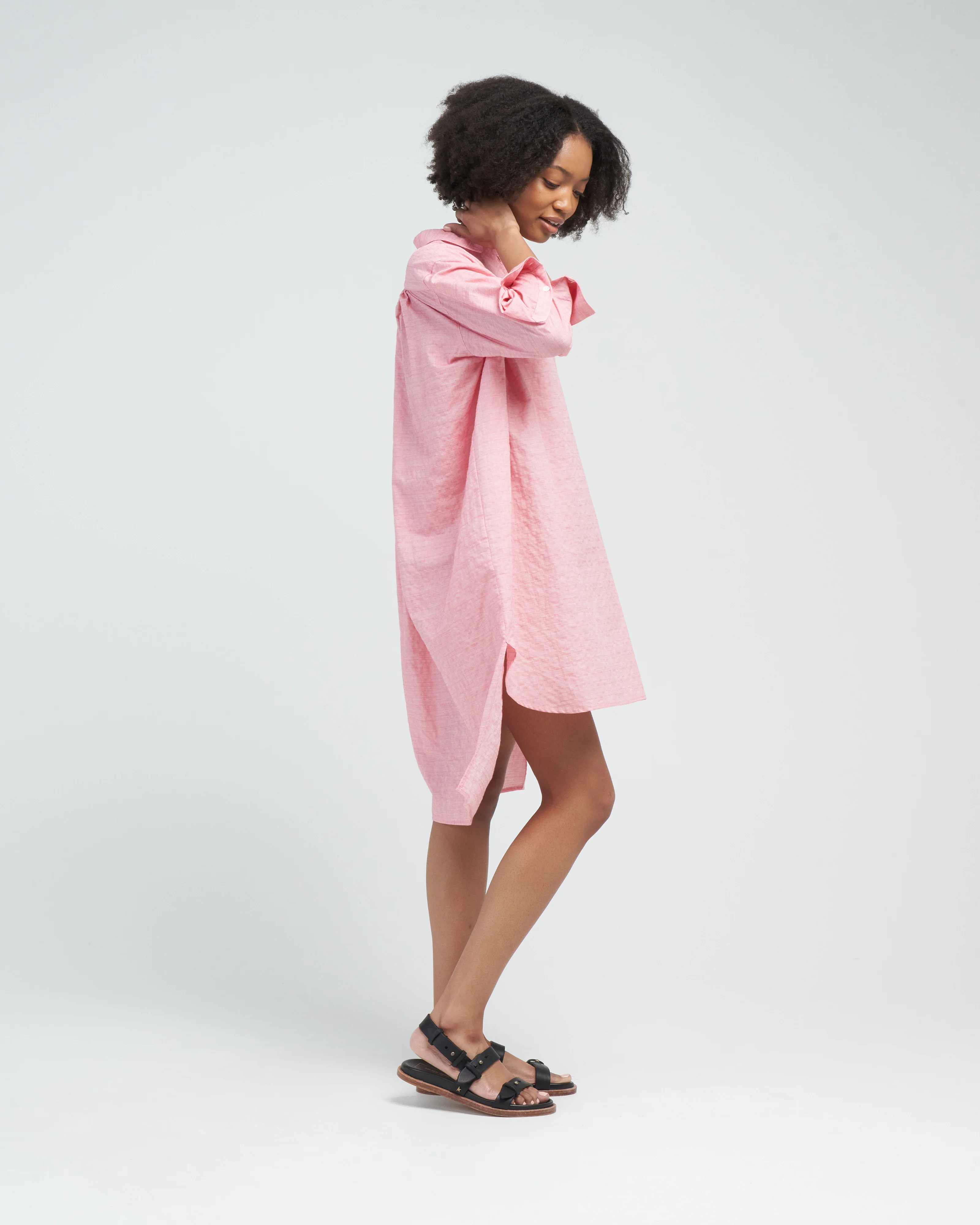 smock shirt dress - pink rose - Image 3
