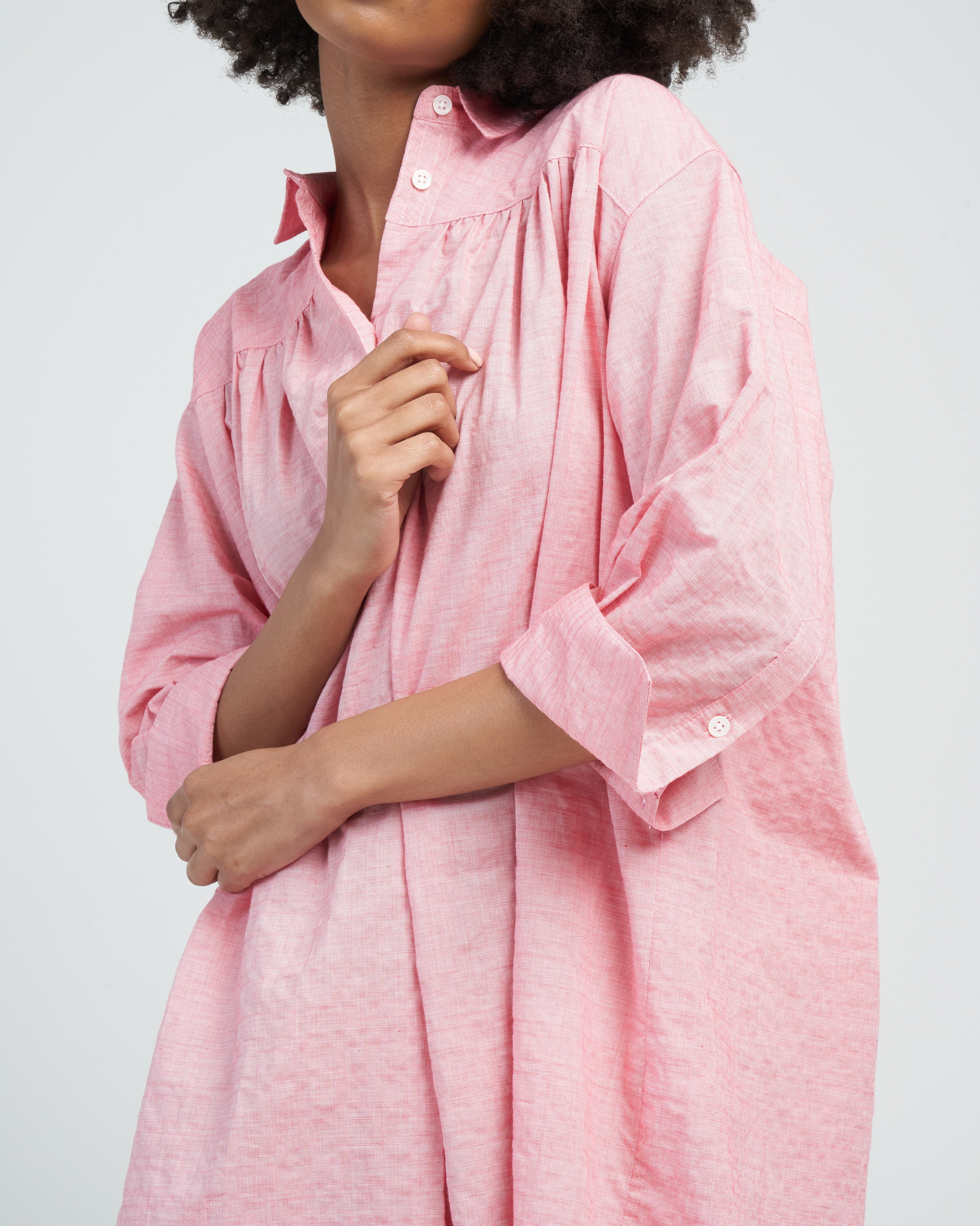 smock shirt dress - pink rose - Image 5