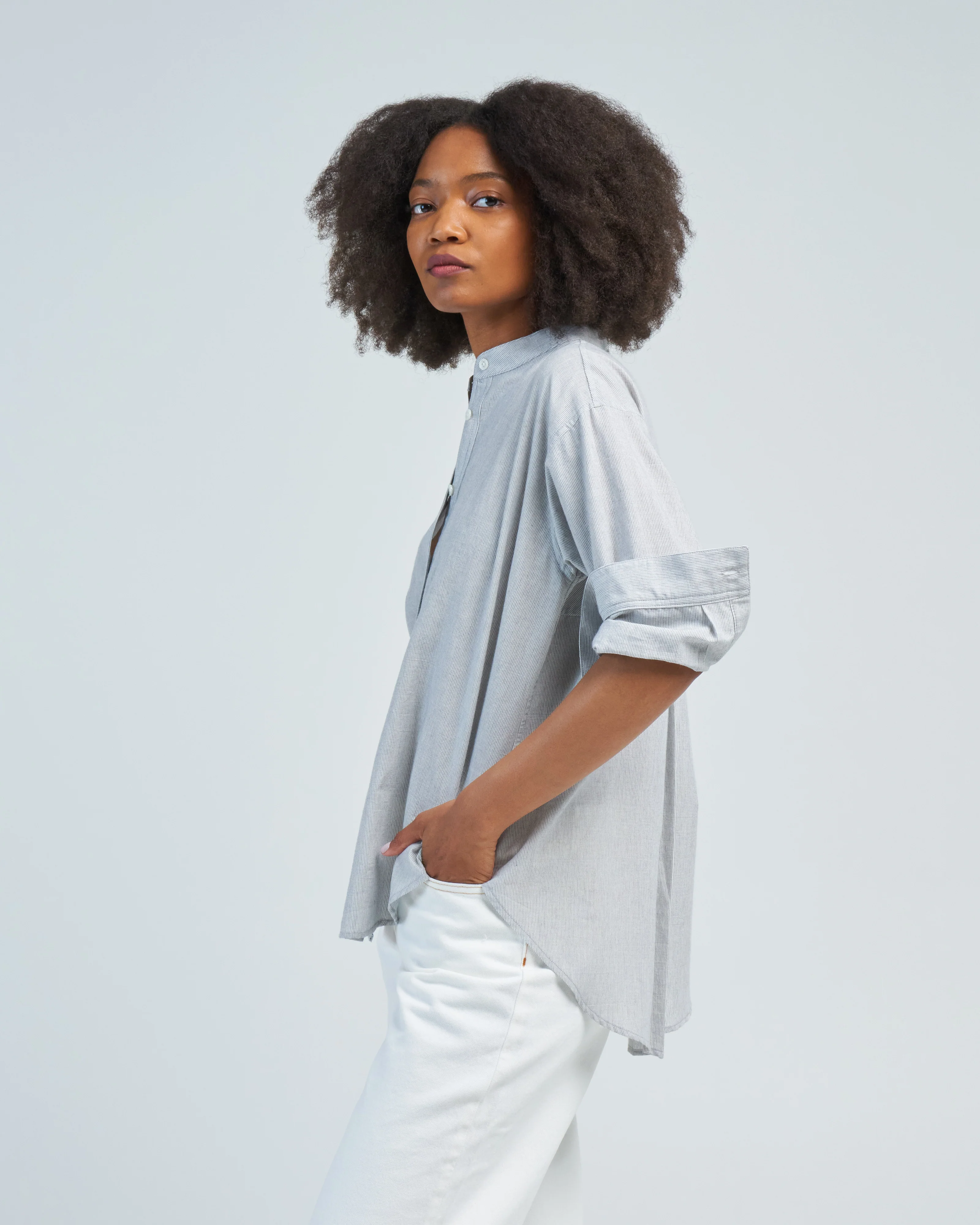 stand-collar swing shirt - Image 4