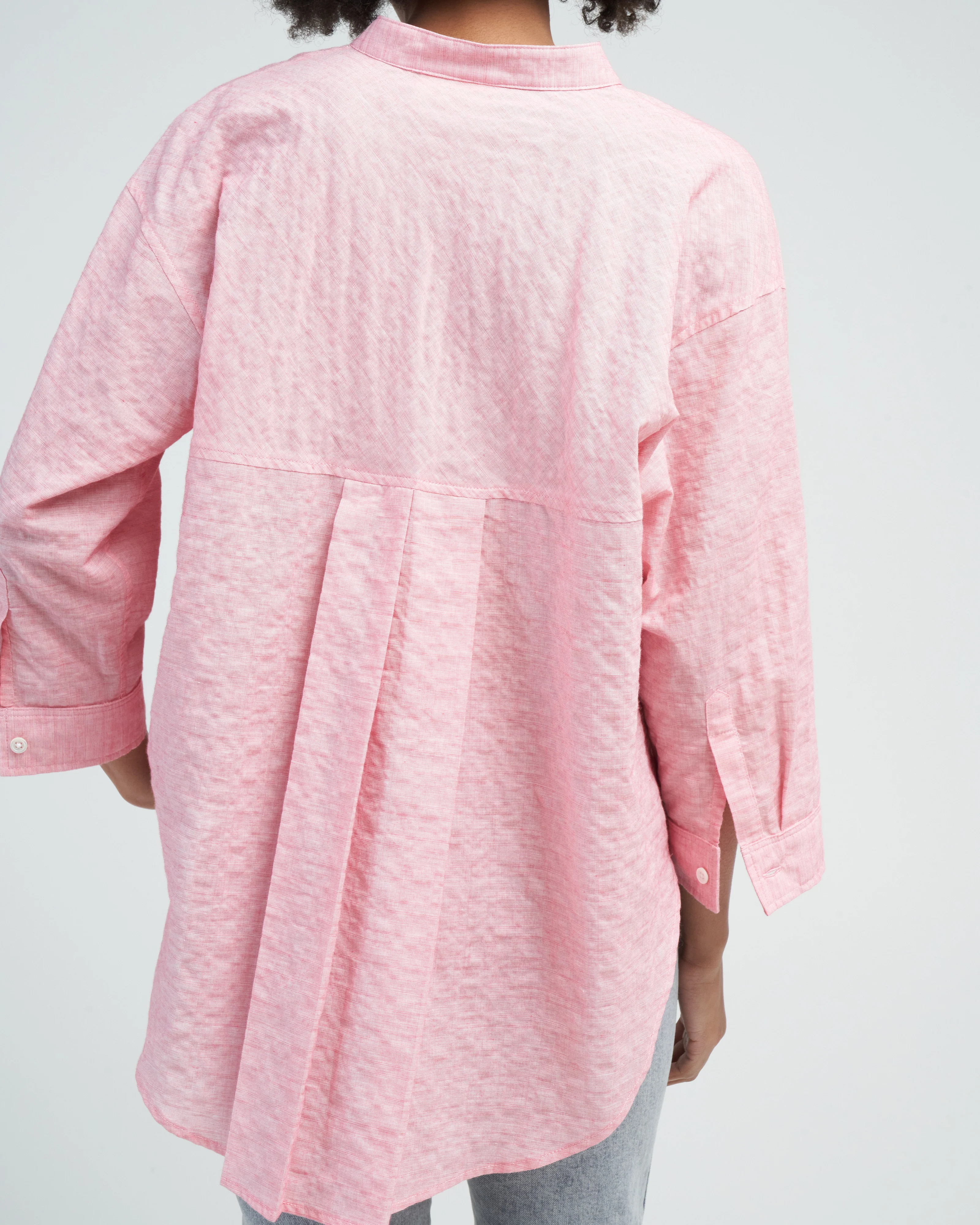 stand collar swing shirt - pink rose - Image 5