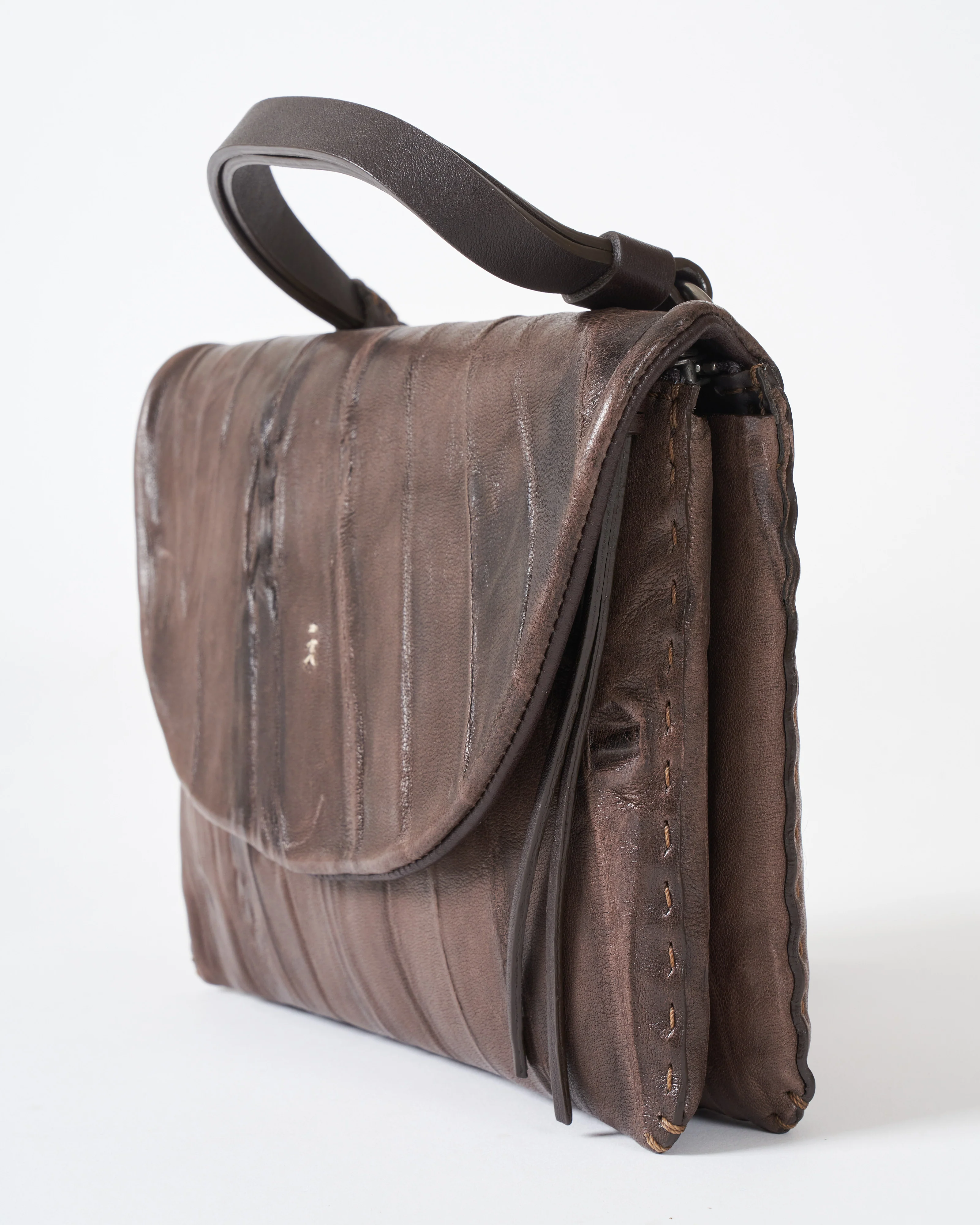 top handle/crossbody - plissettato castagno - Image 3