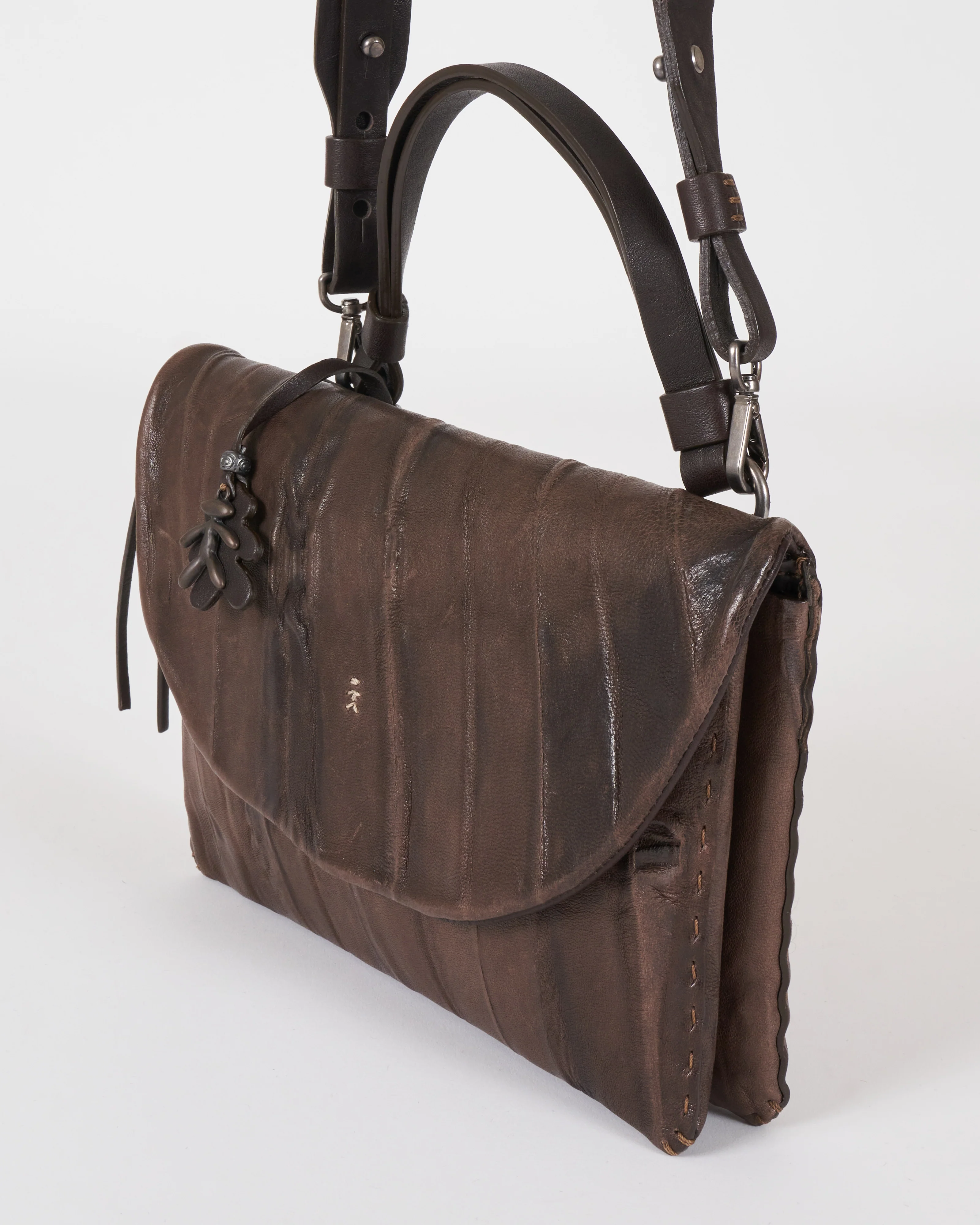 top handle/crossbody - plissettato castagno - Image 4
