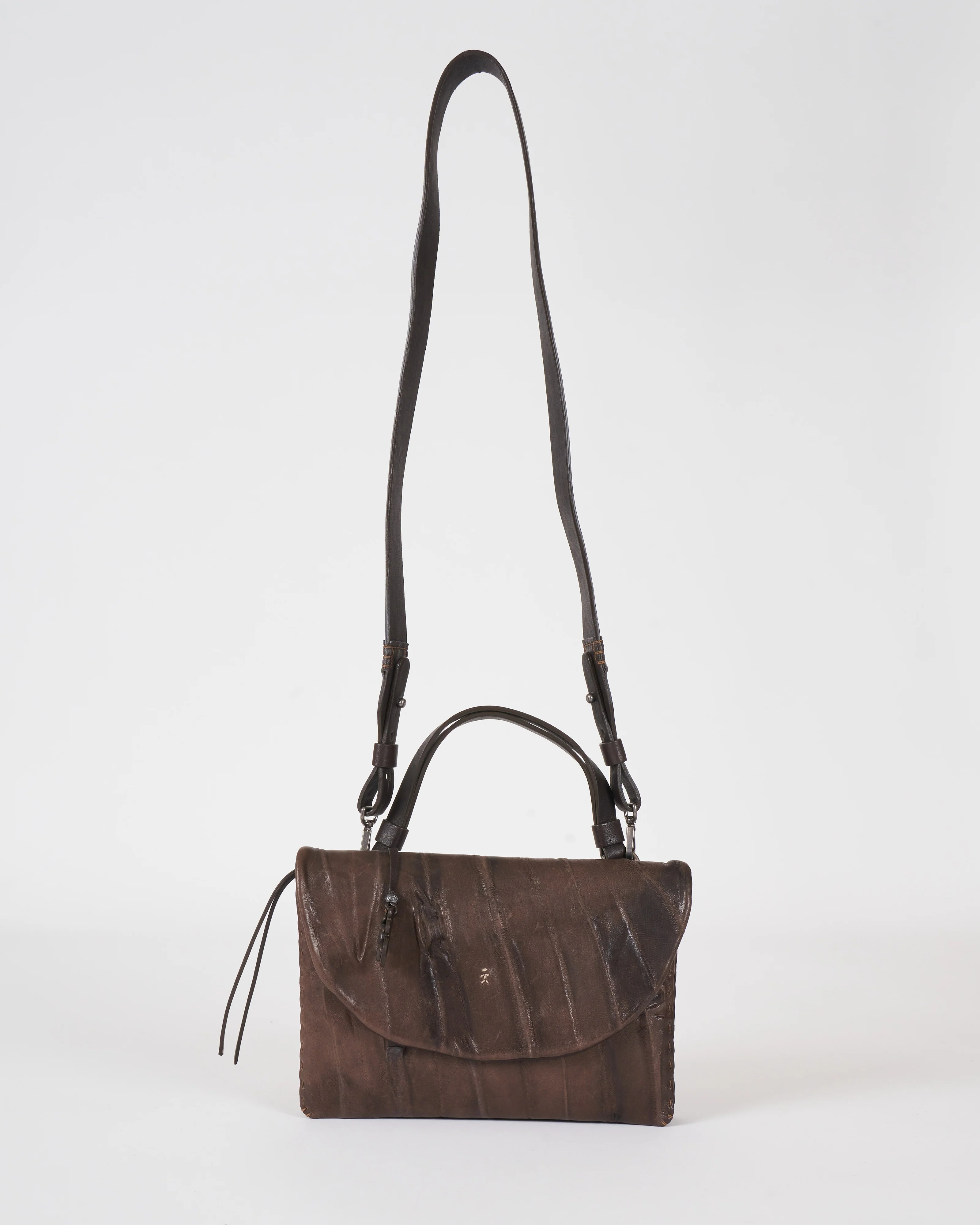 top handle/crossbody - plissettato castagno - Image 6