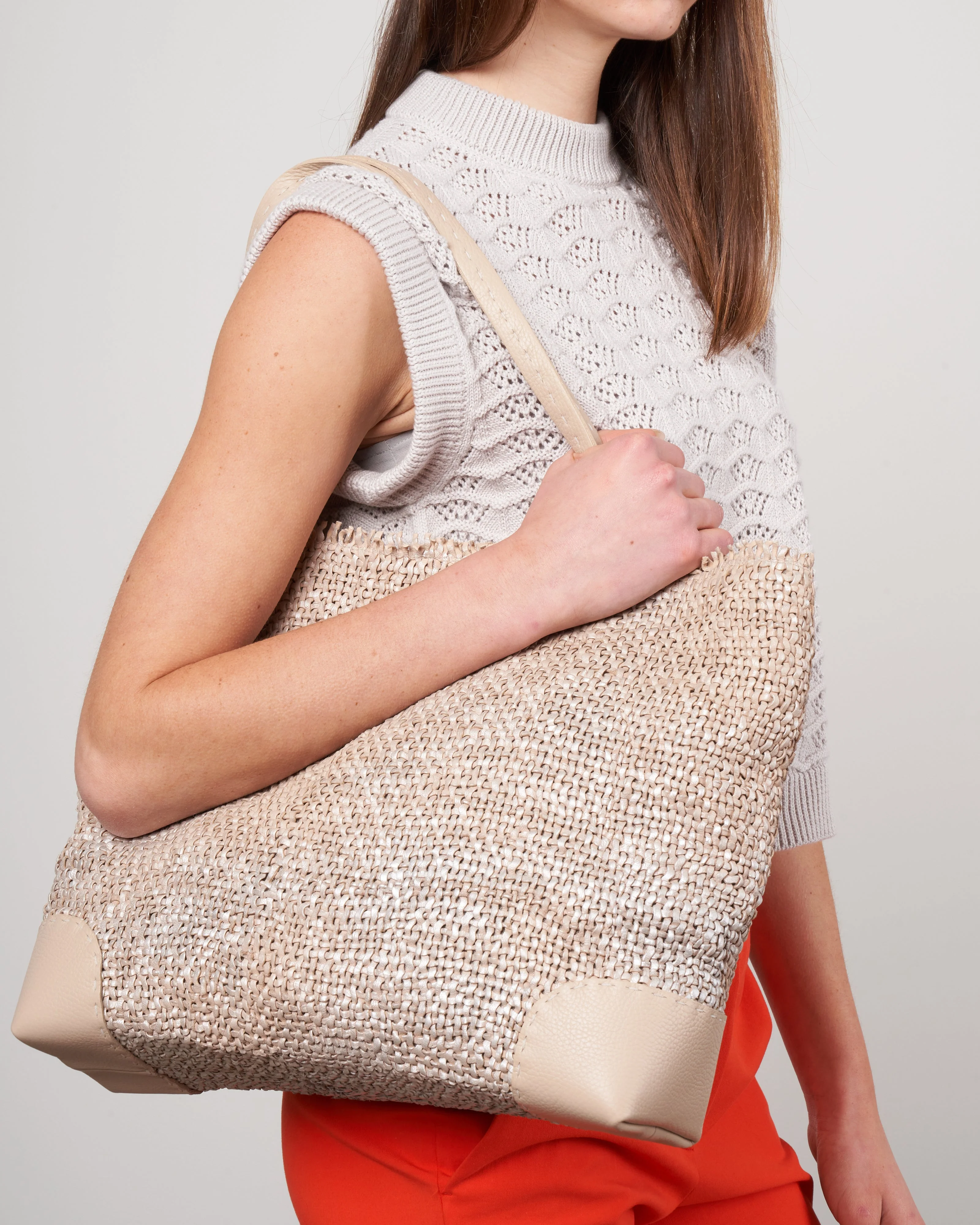 tote woven handmade - intreccio beige - Image 2