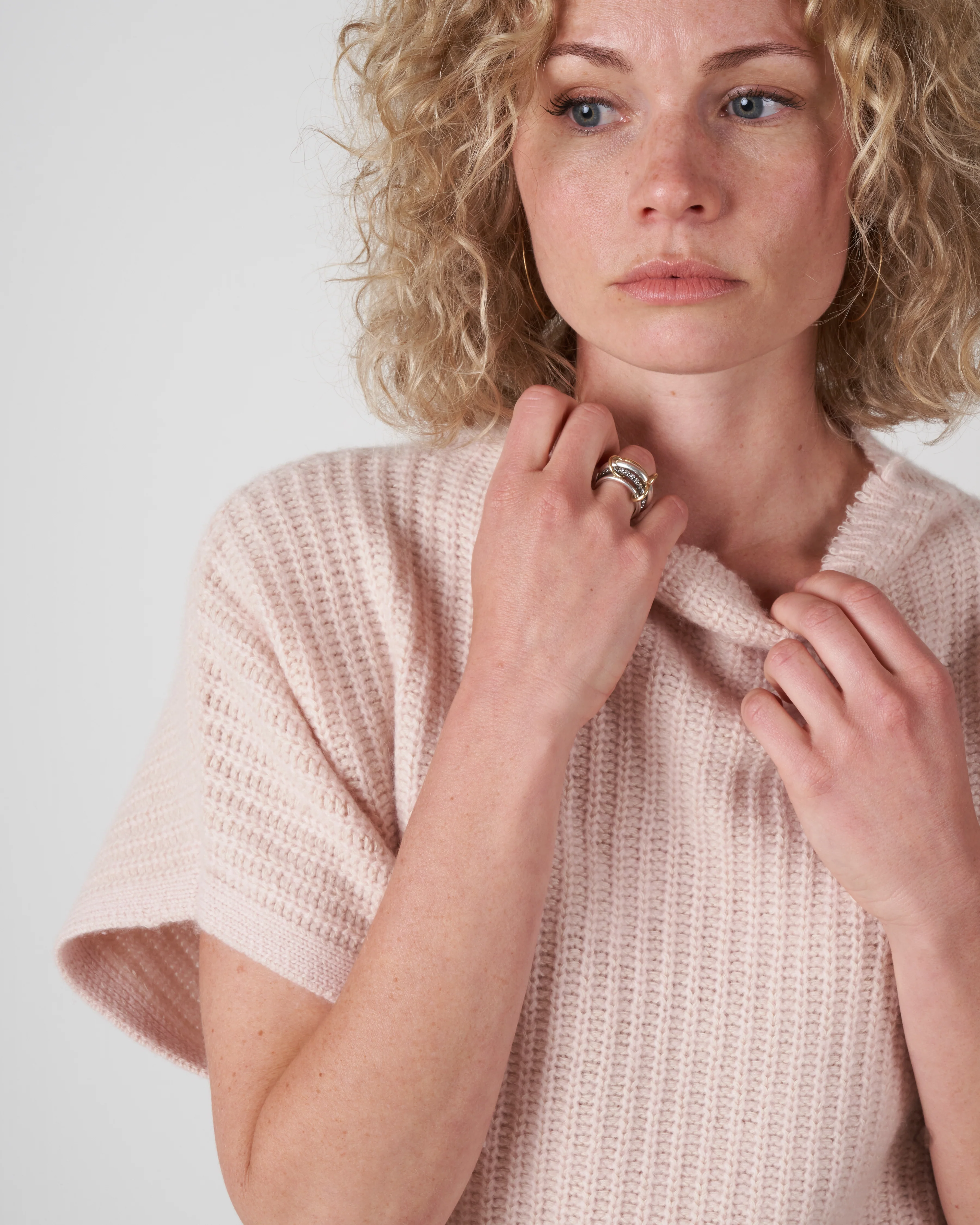 batwing pullover with stand collar - apricot - Image 5