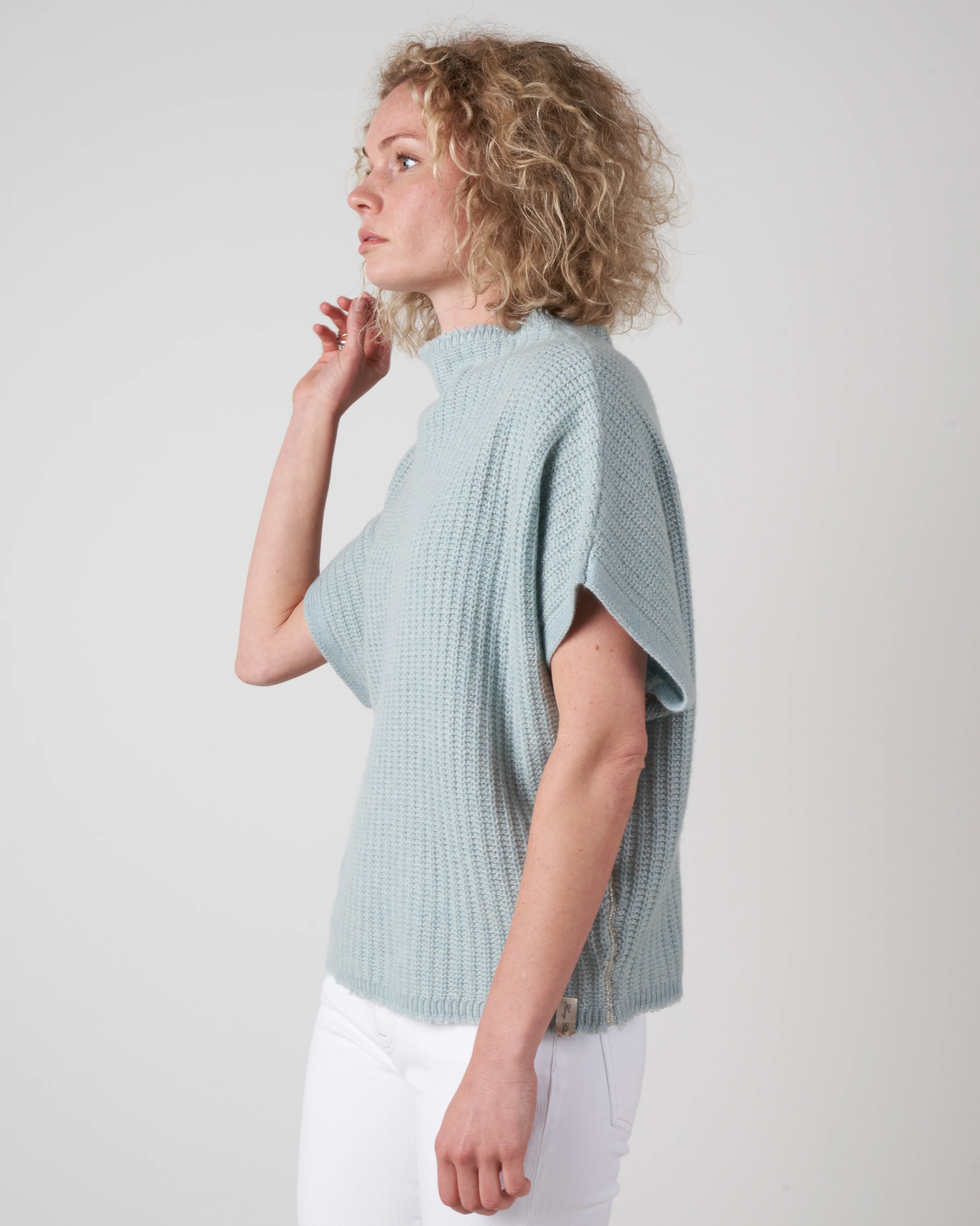 batwing pullover with stand collar - pale - Image 2