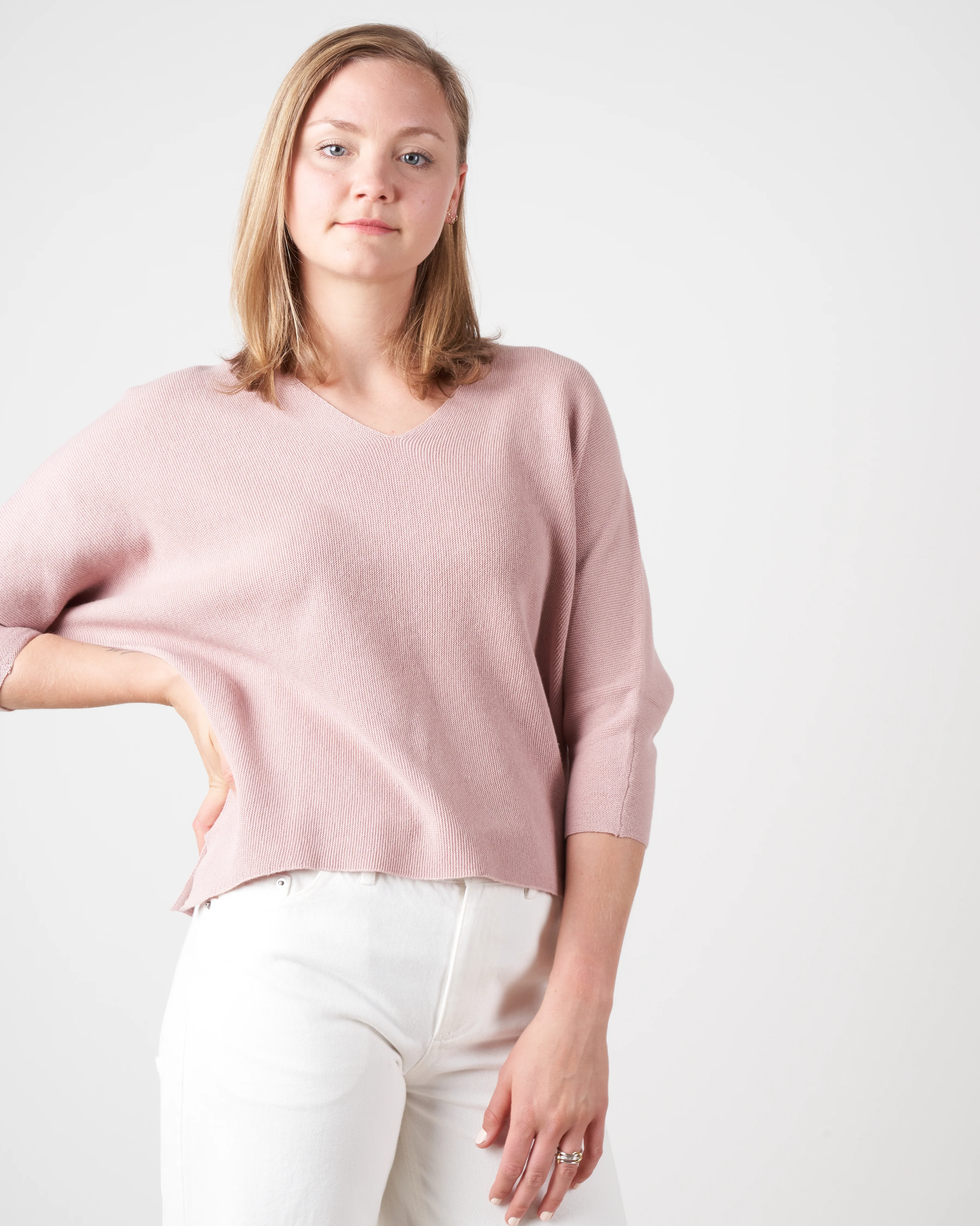 v neck batwing pullover - rosewood - Image 2