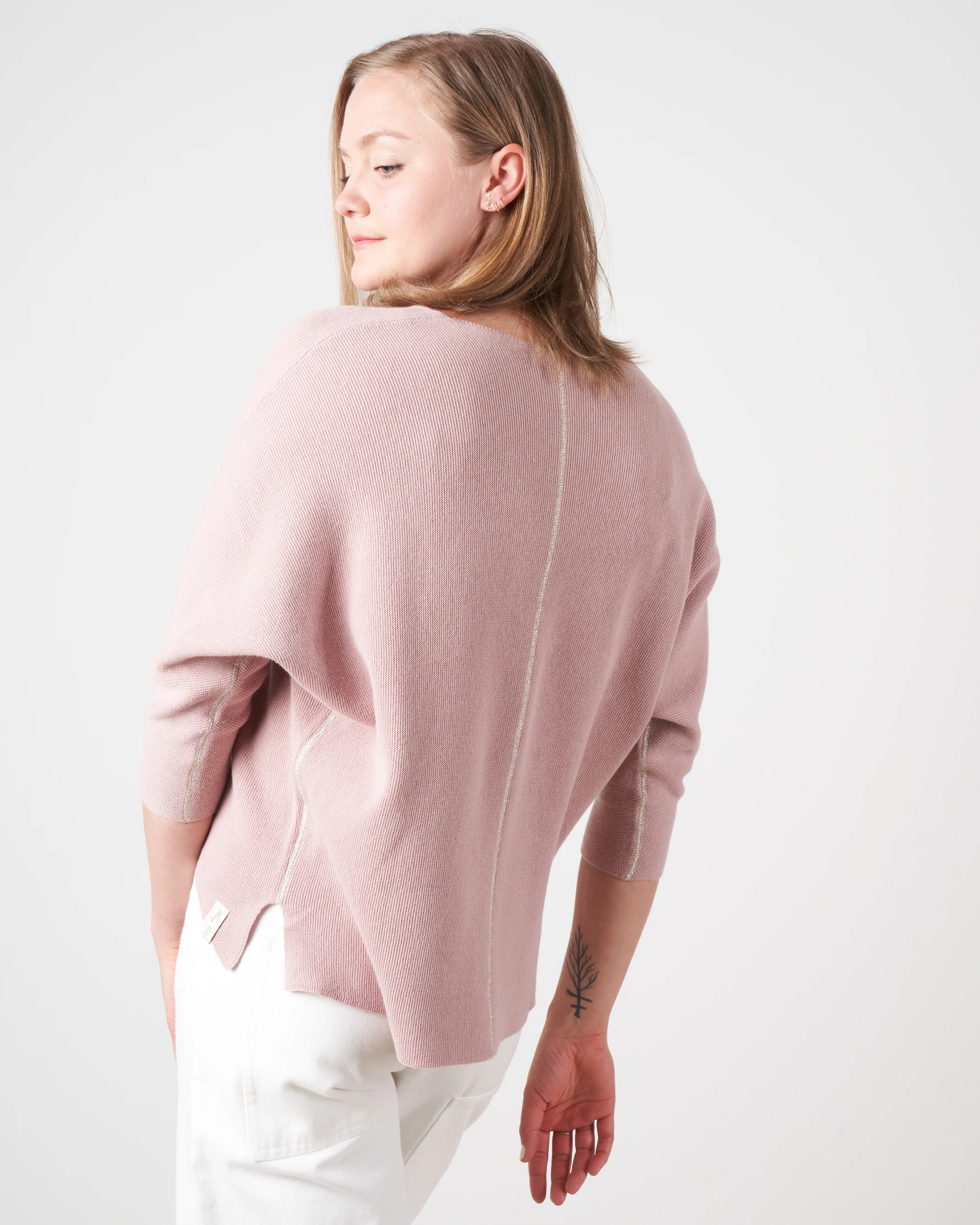 v neck batwing pullover - rosewood - Image 4