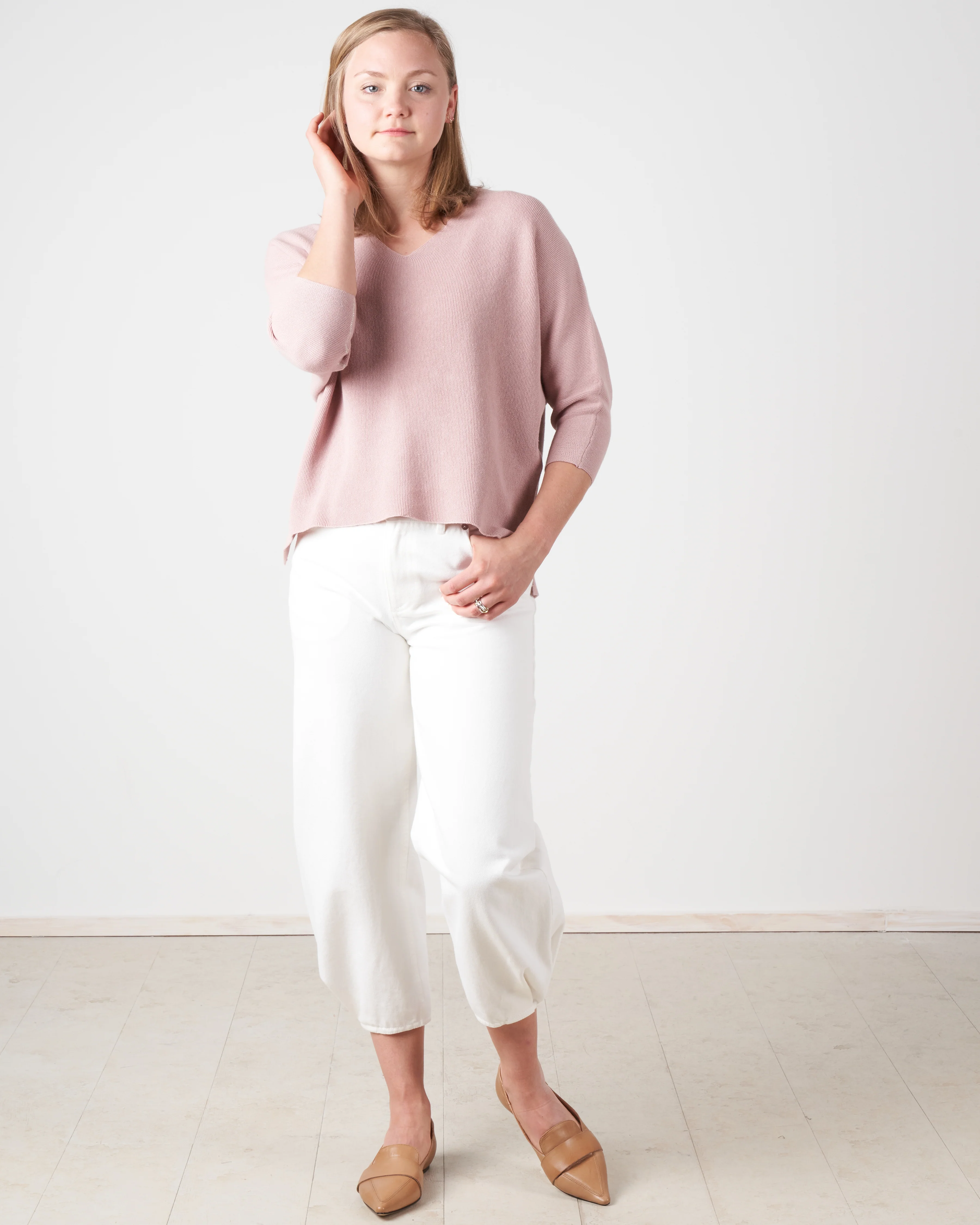 v neck batwing pullover - rosewood - Image 6