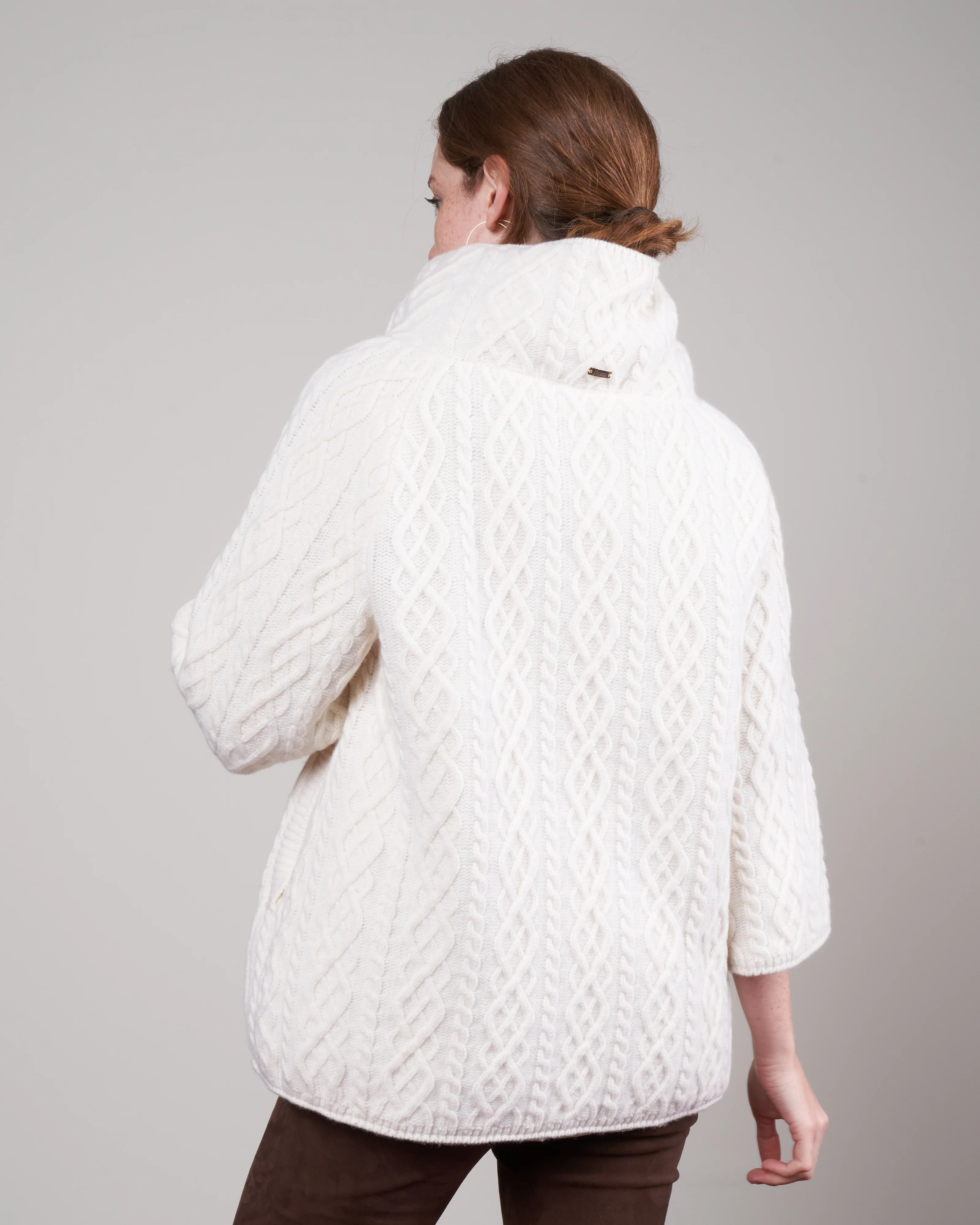 cable knit fully-lined jacket - bianco 1010 - Image 4