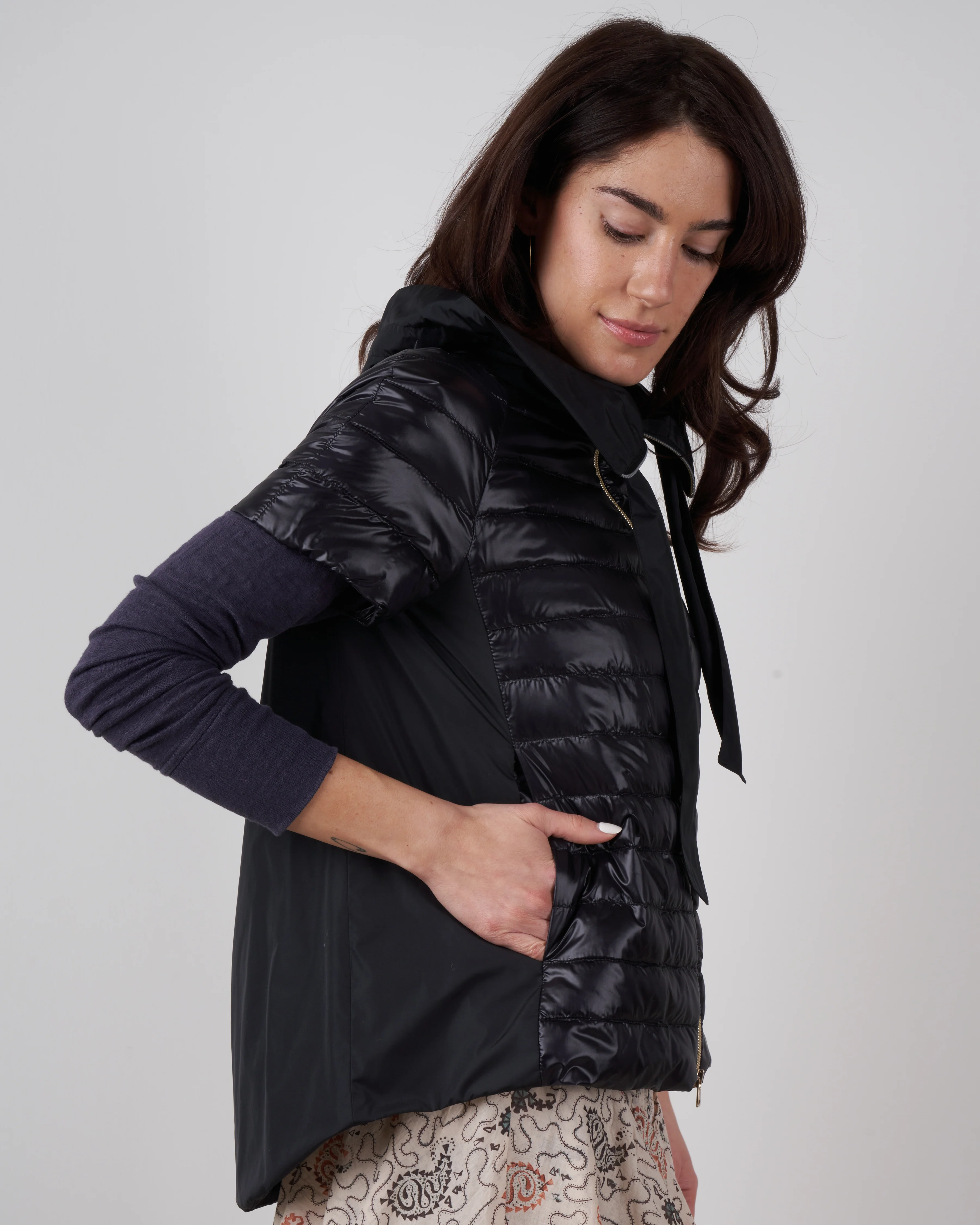 cap sleeve taffeta back - black