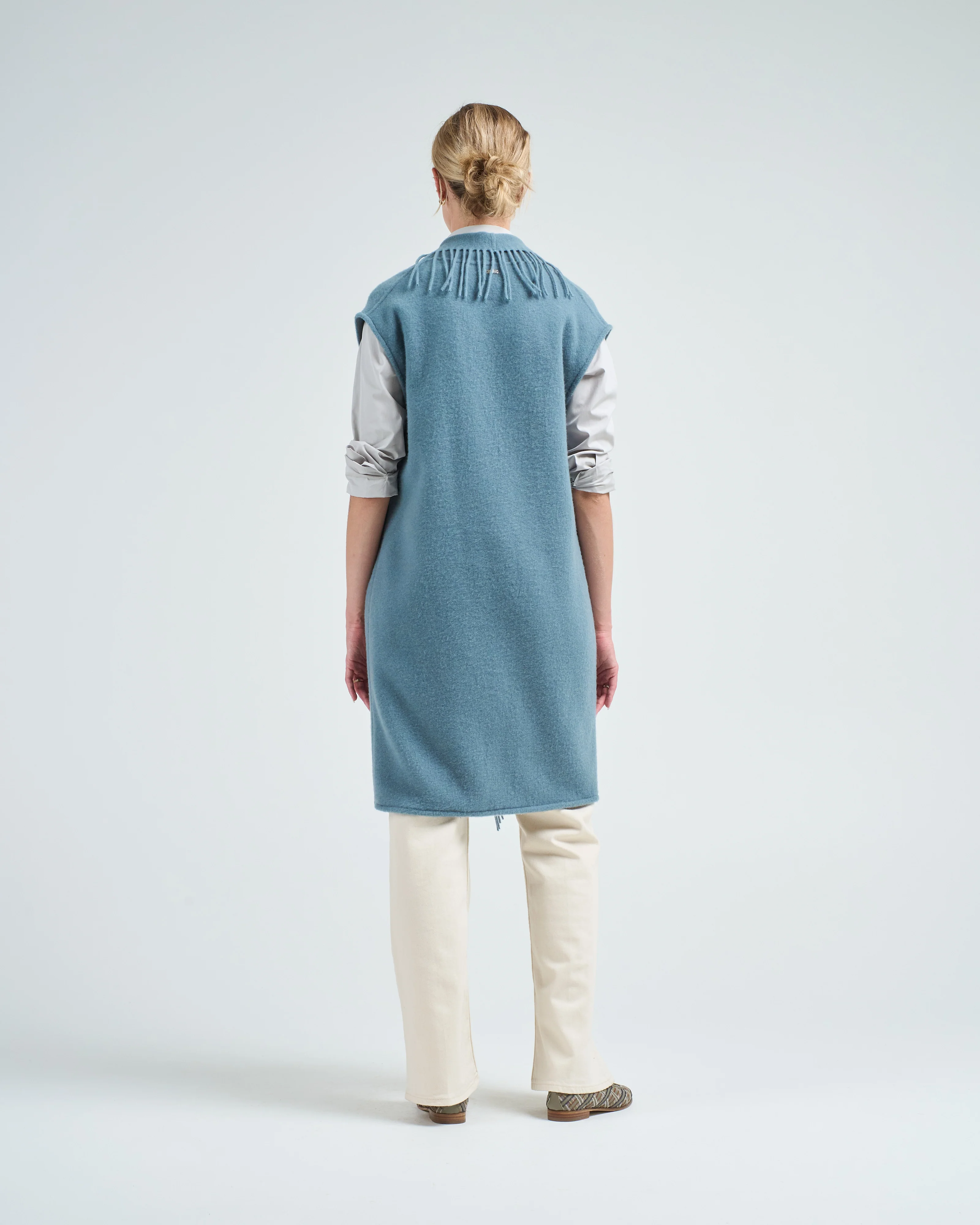 cashwool and nylon ultralight long vest w/ patch pockets - Image 5