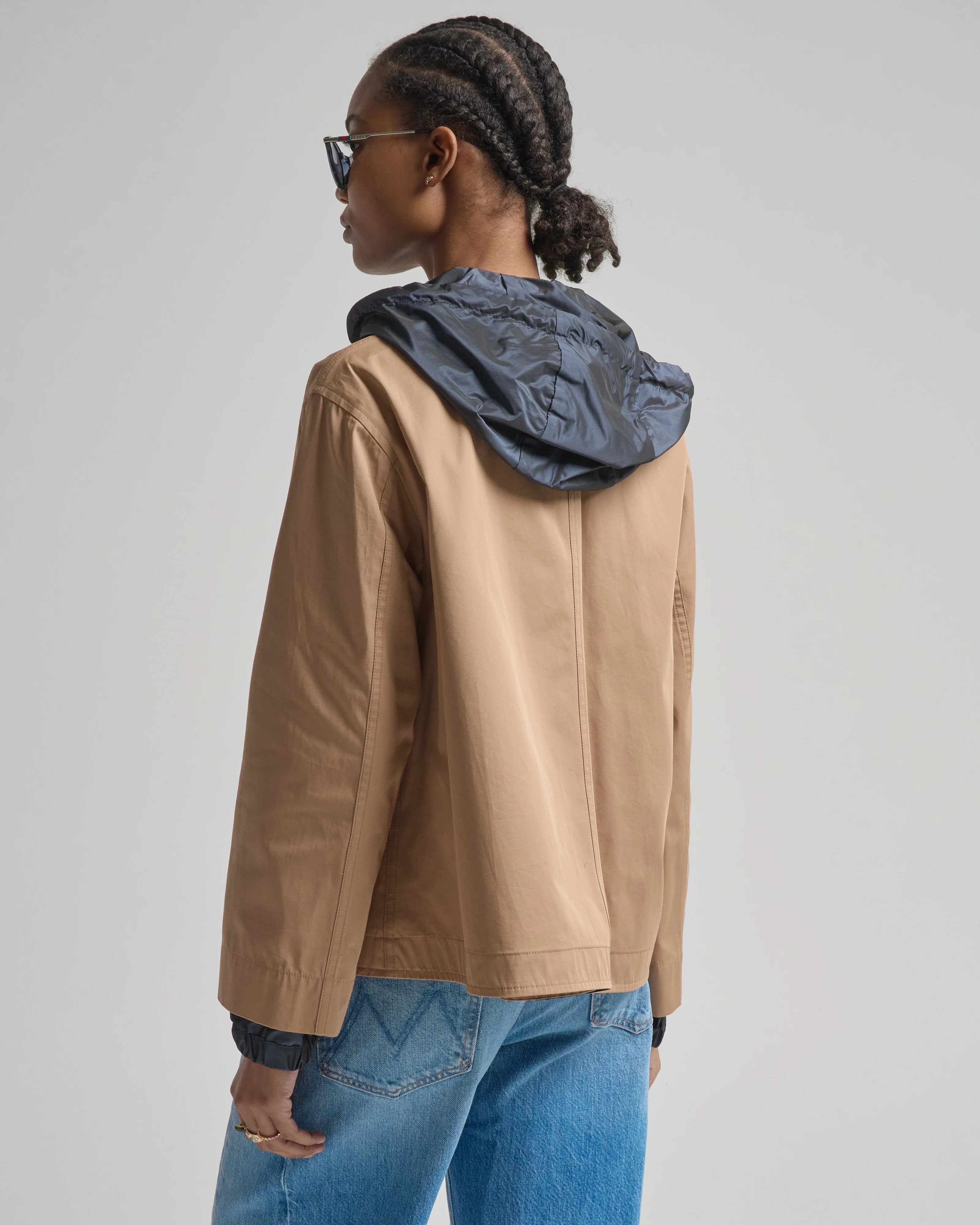 cotton and techno taffeta reversible jacket with hood - Image 4