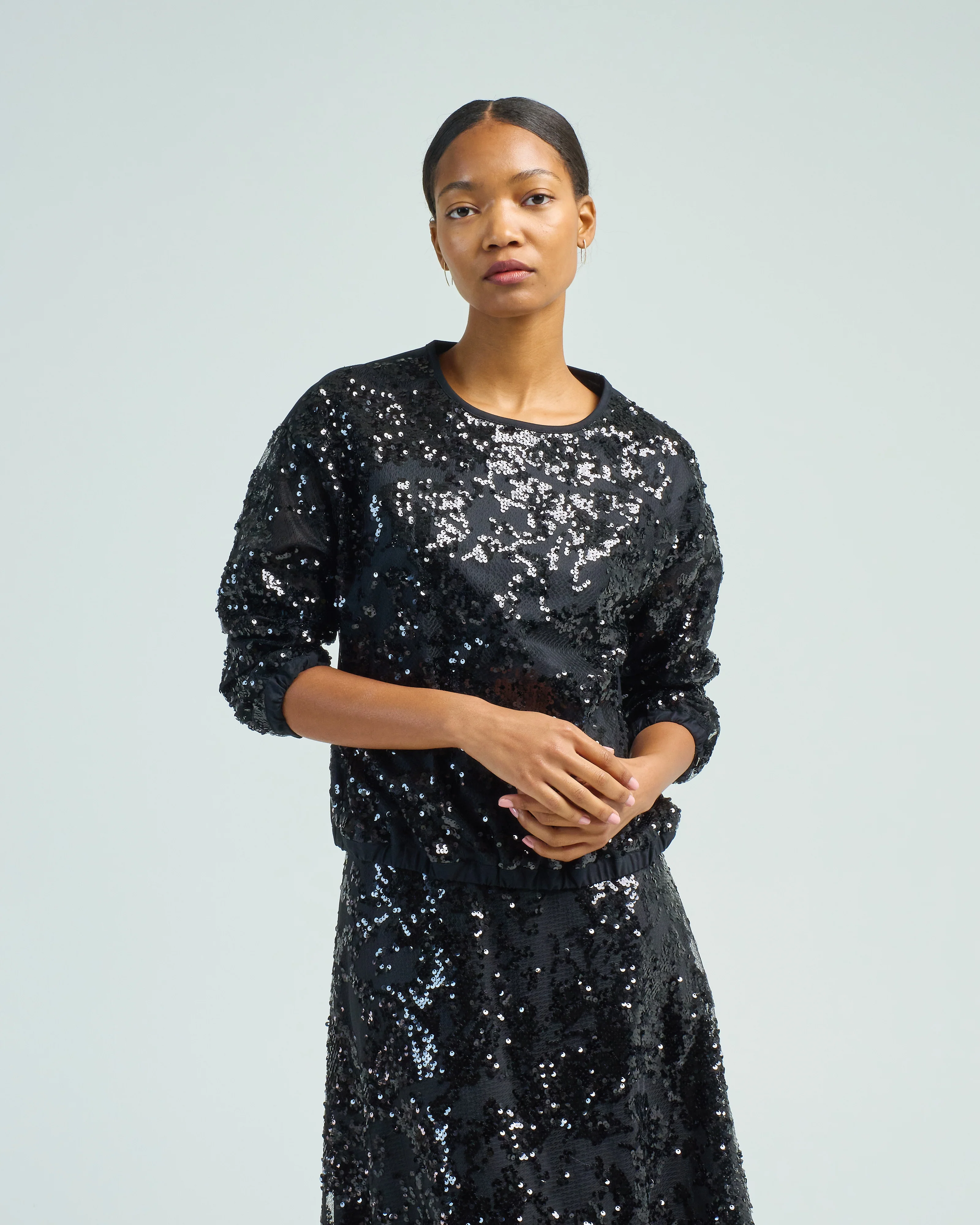 cotton lace pailette crew neck sweater - Image 2