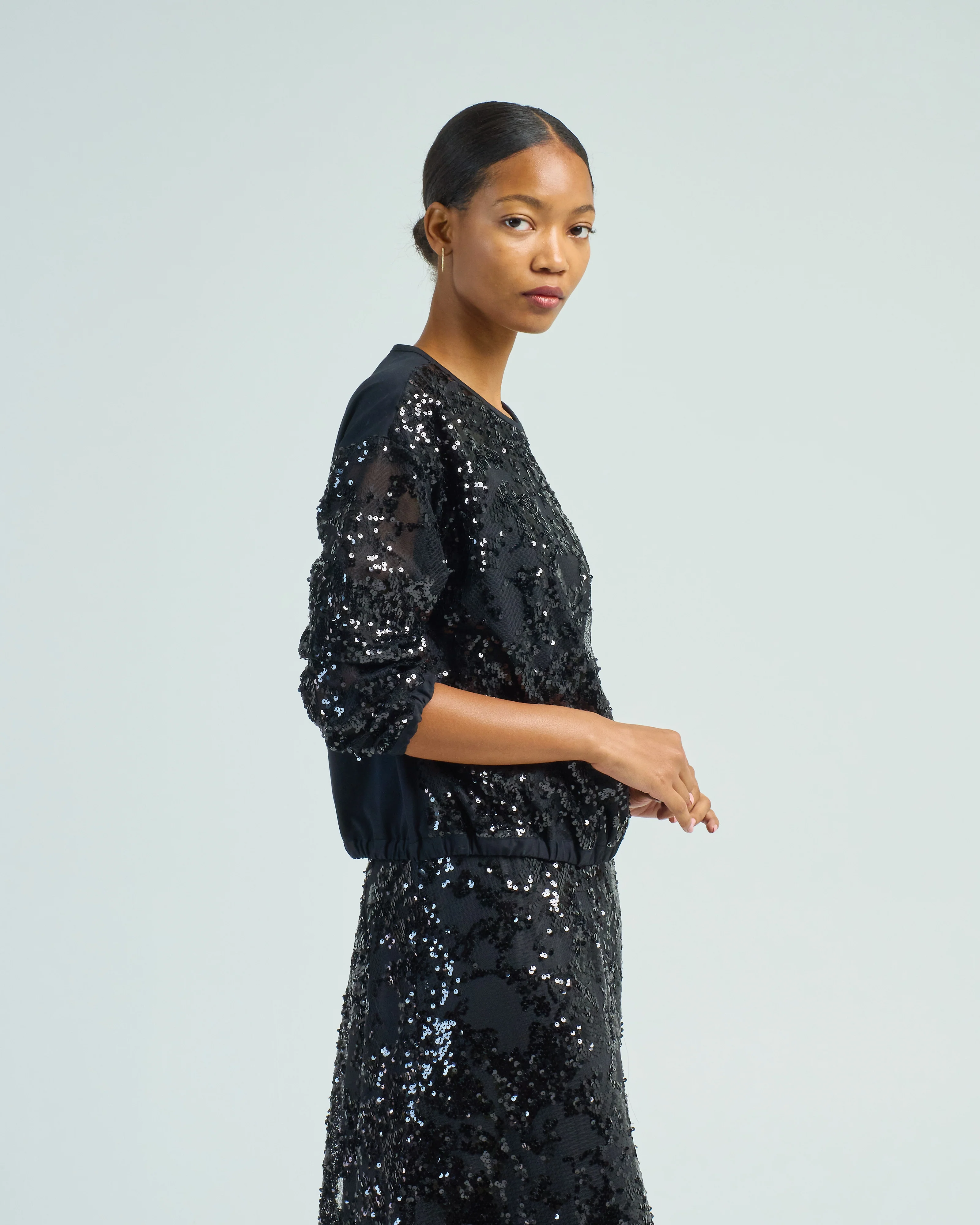 cotton lace pailette crew neck sweater - Image 3