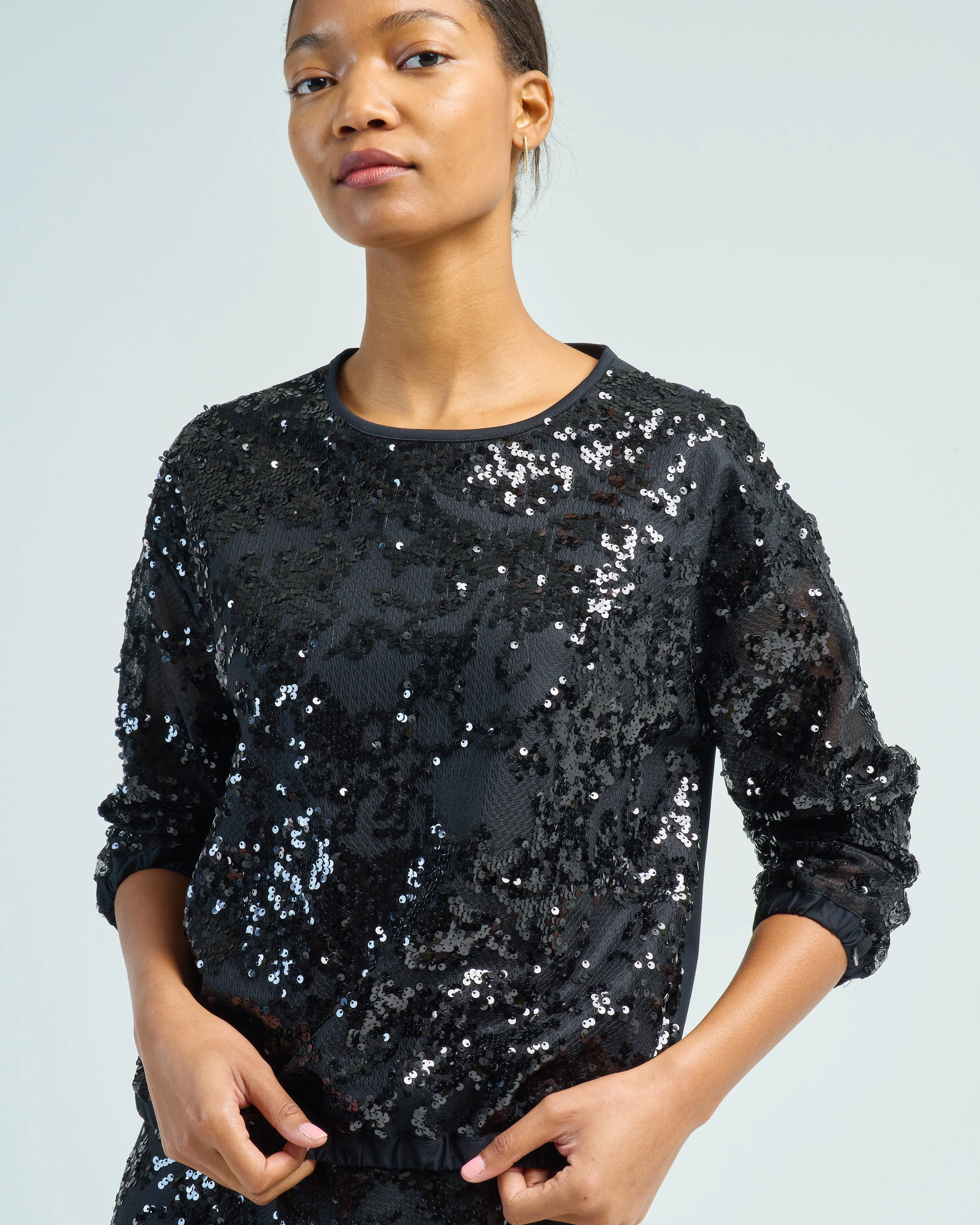 cotton lace pailette crew neck sweater - Image 5
