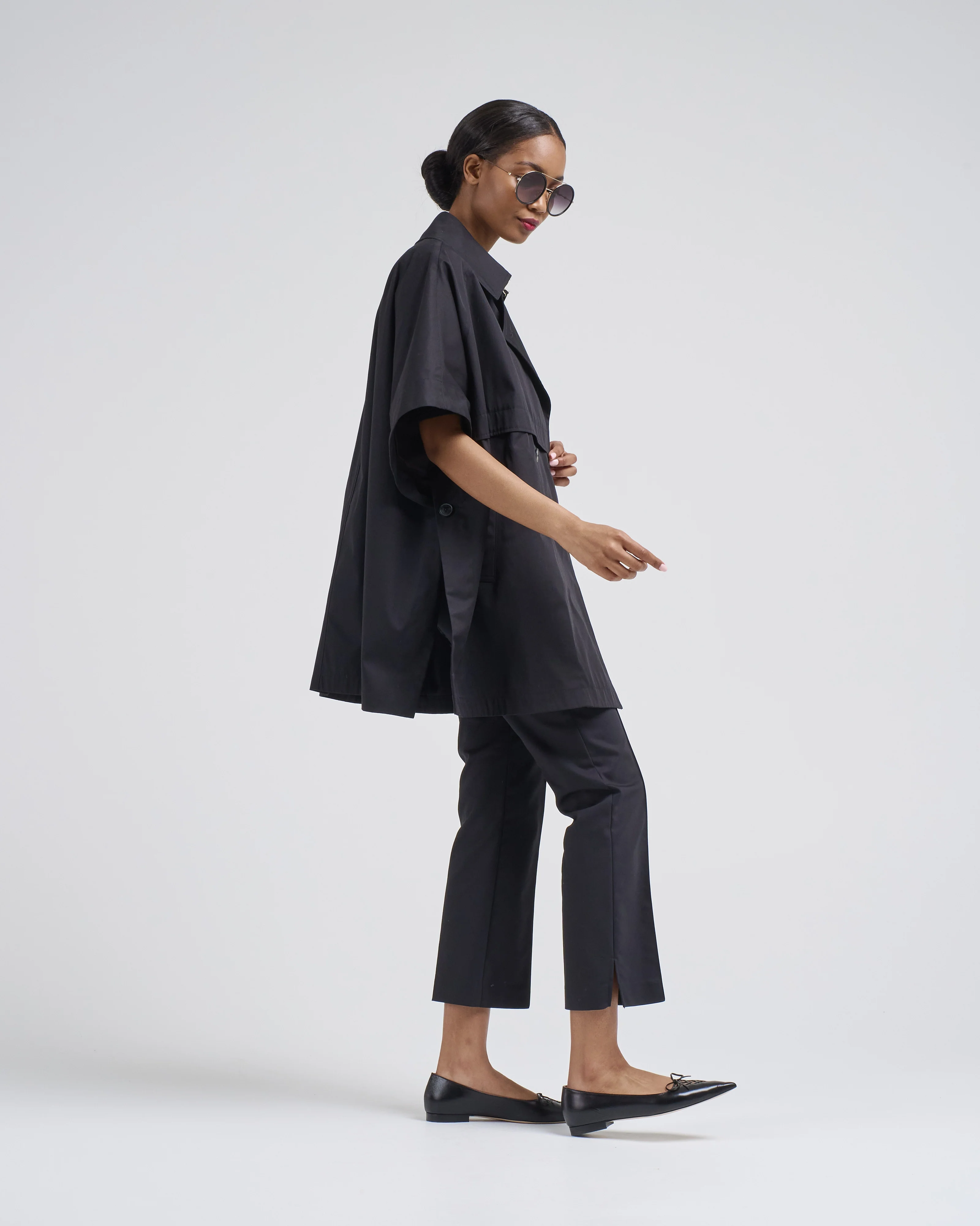 cotton short sleeve cape trench - Image 2