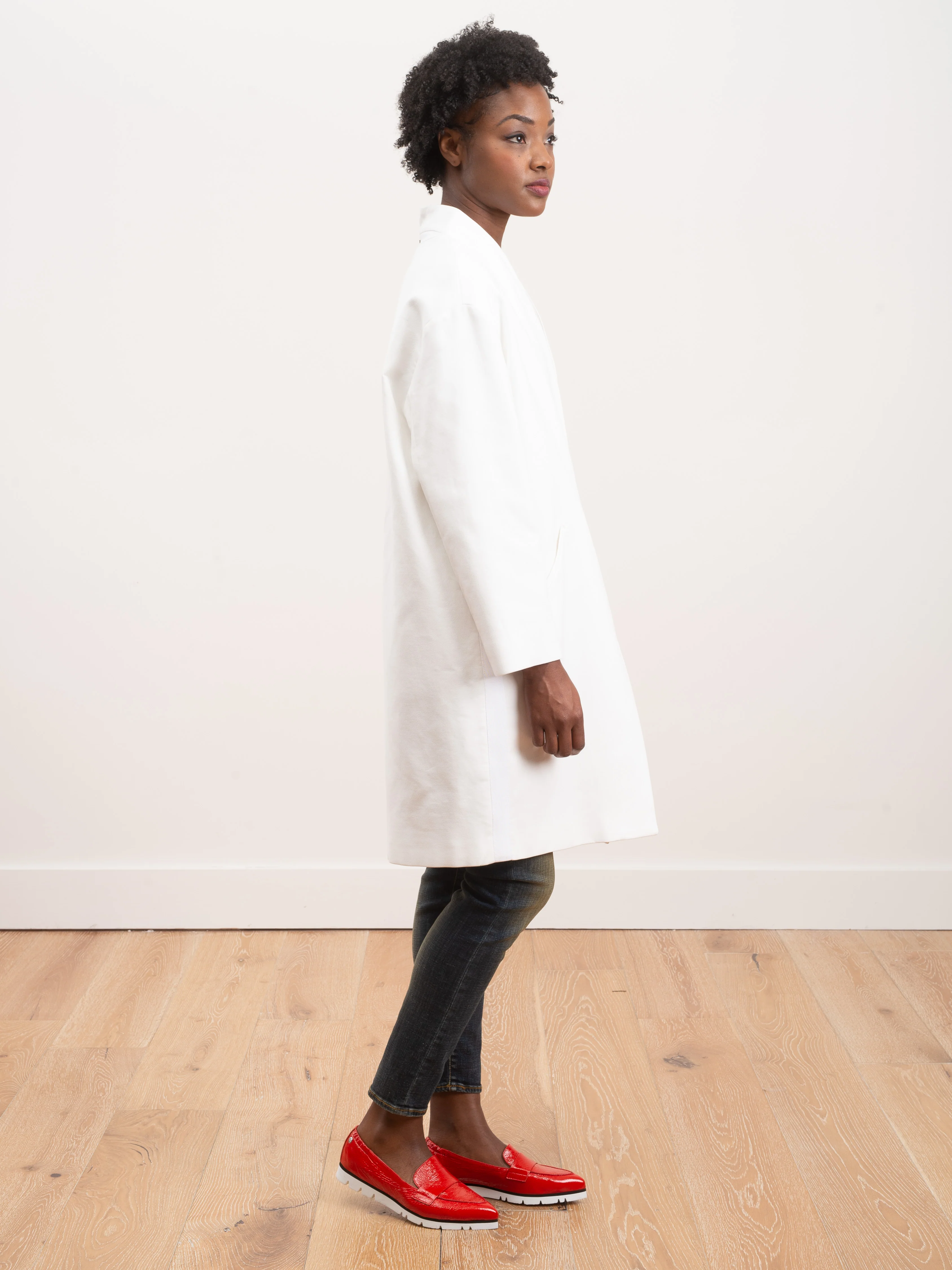 couture shawl collar coat - white - Image 3