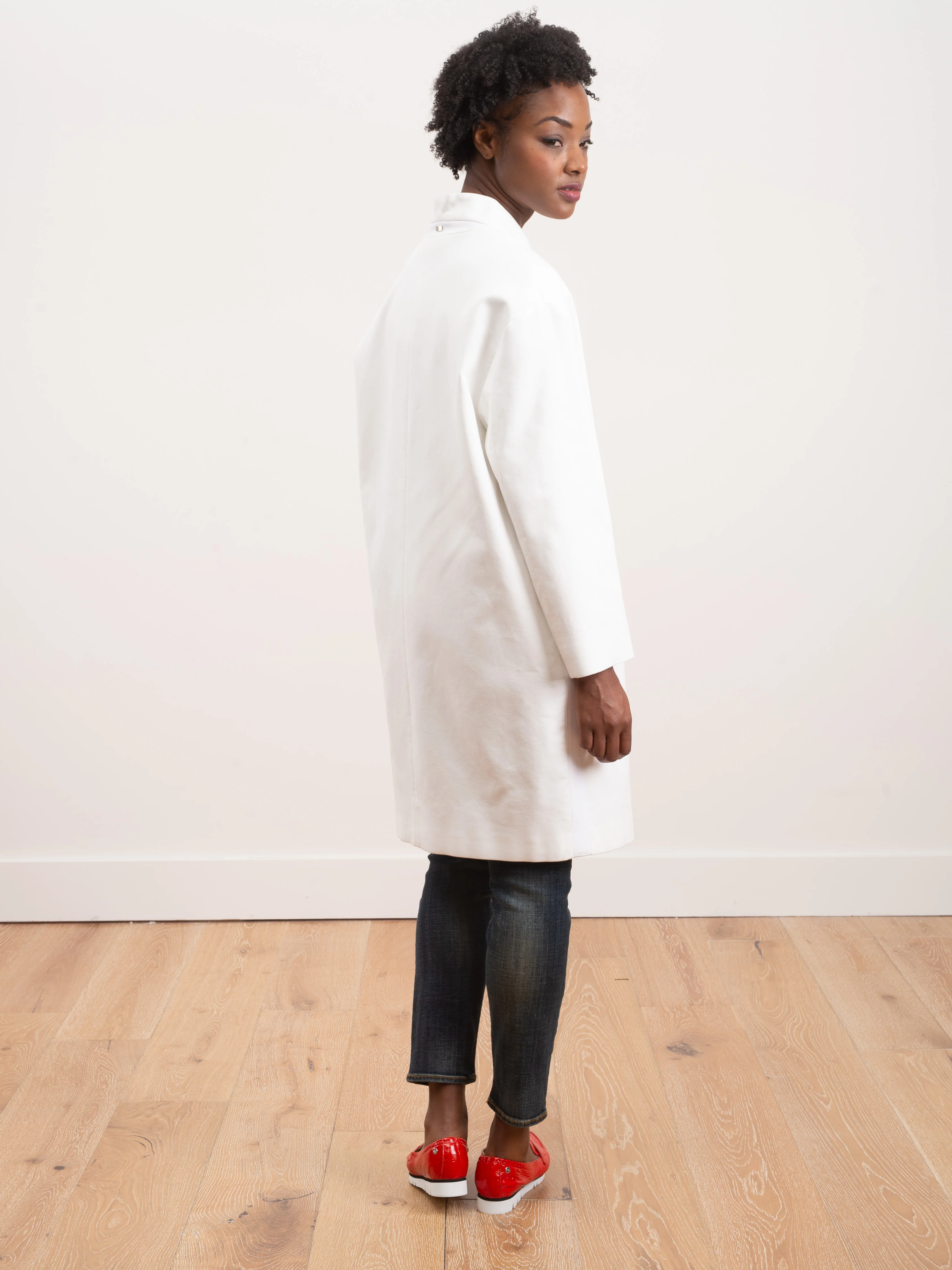 couture shawl collar coat - white - Image 4
