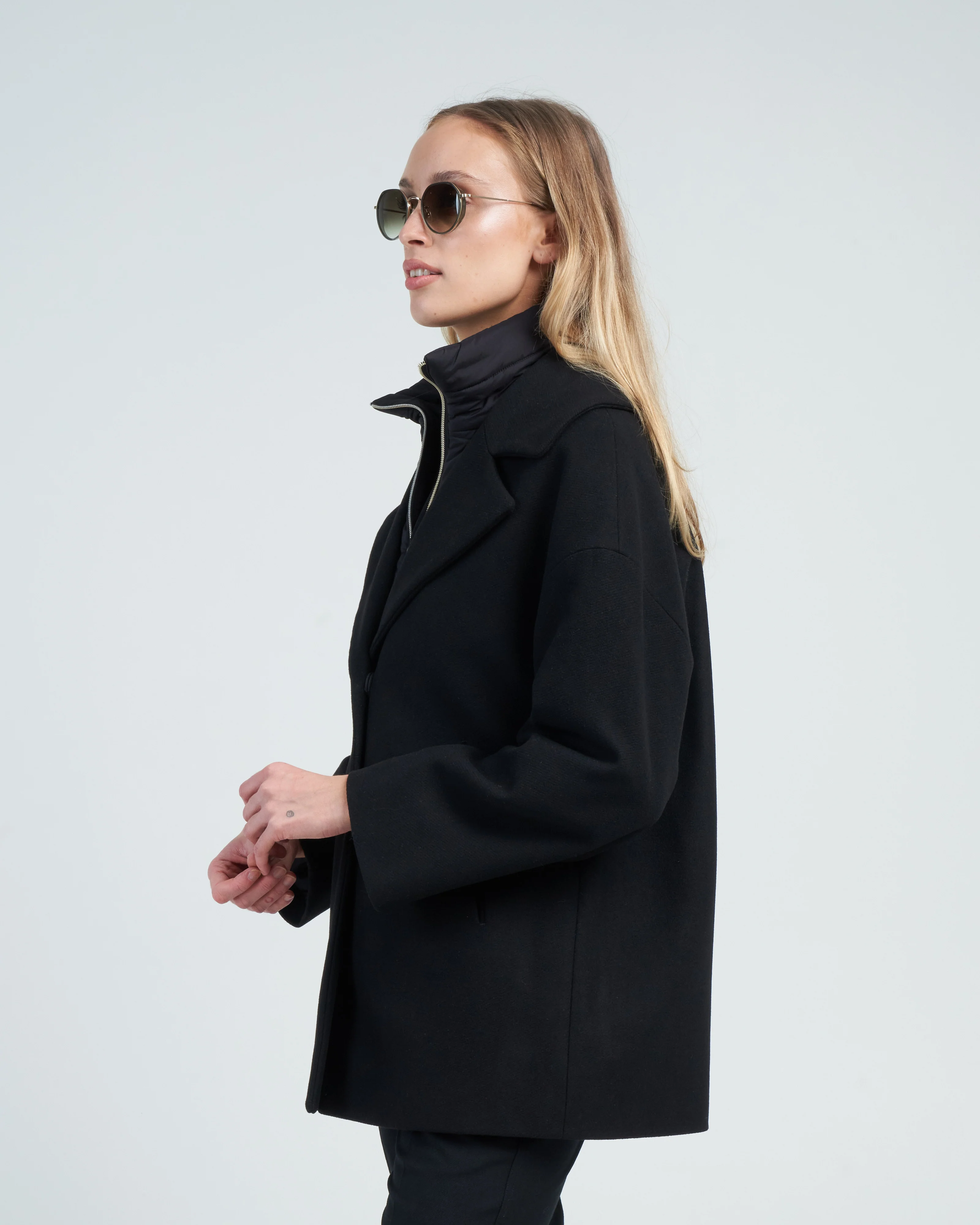 diagonal wool oversized coat with nuage windguard - Image 3