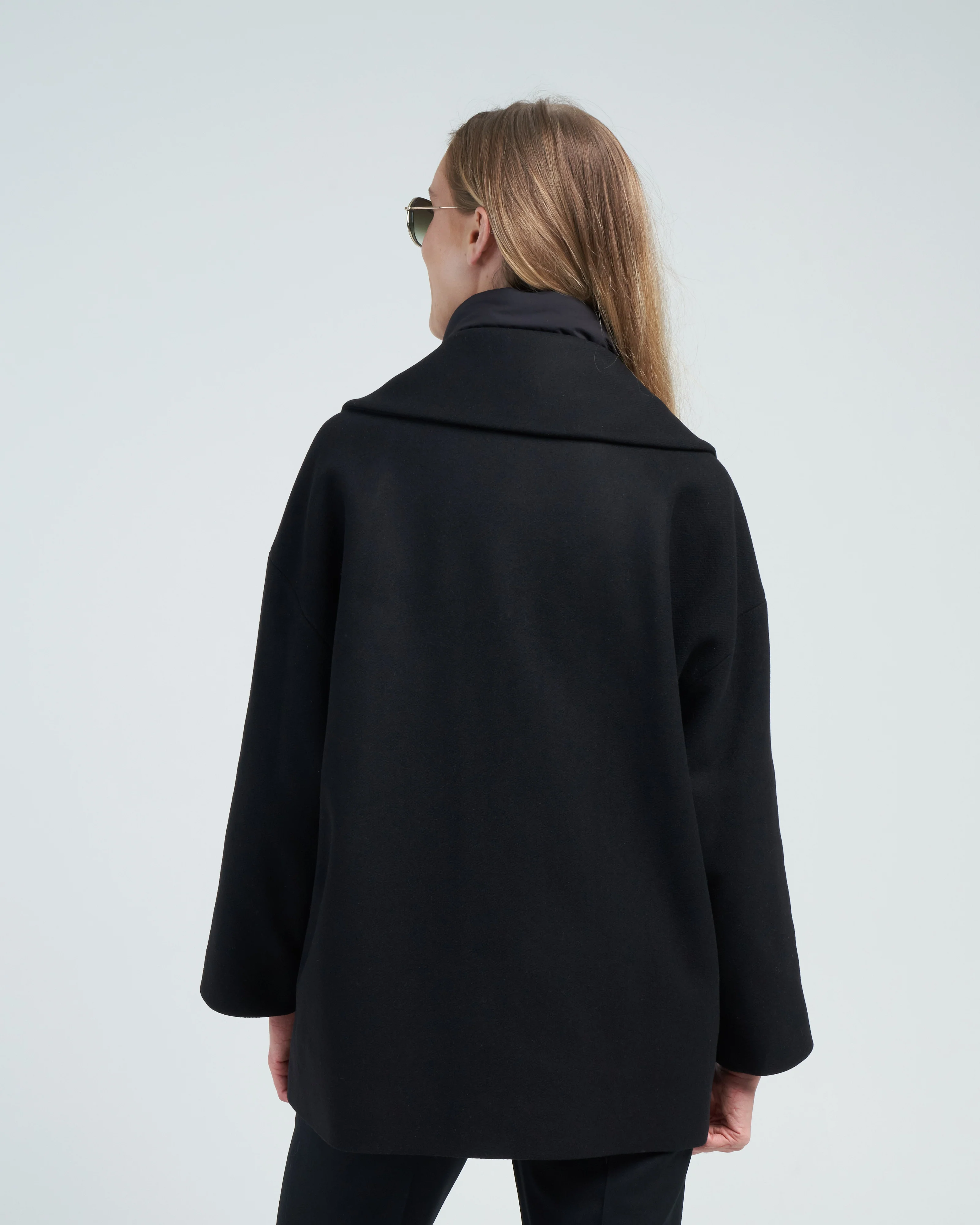 diagonal wool oversized coat with nuage windguard - Image 4