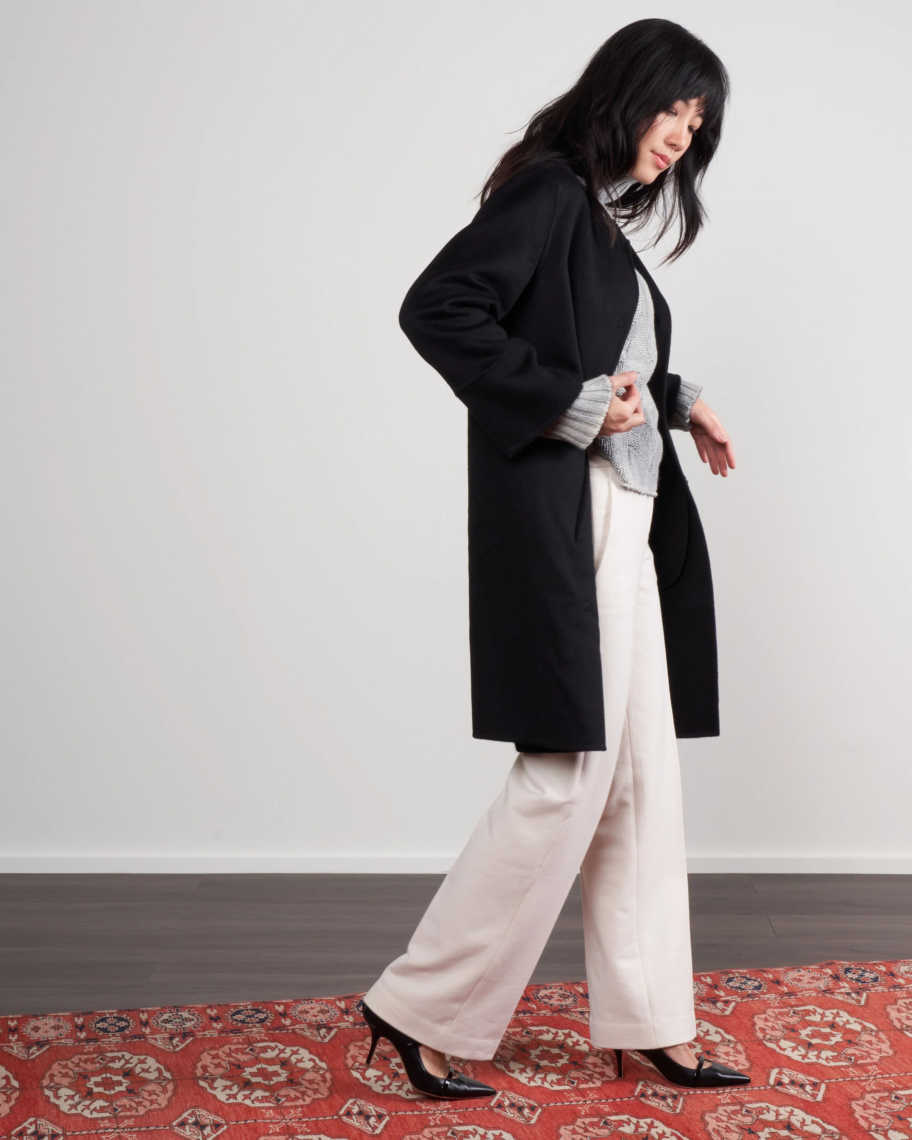 double faced cashmere coat w/nylon windguard ( 3-in-1) - nero - Image 2