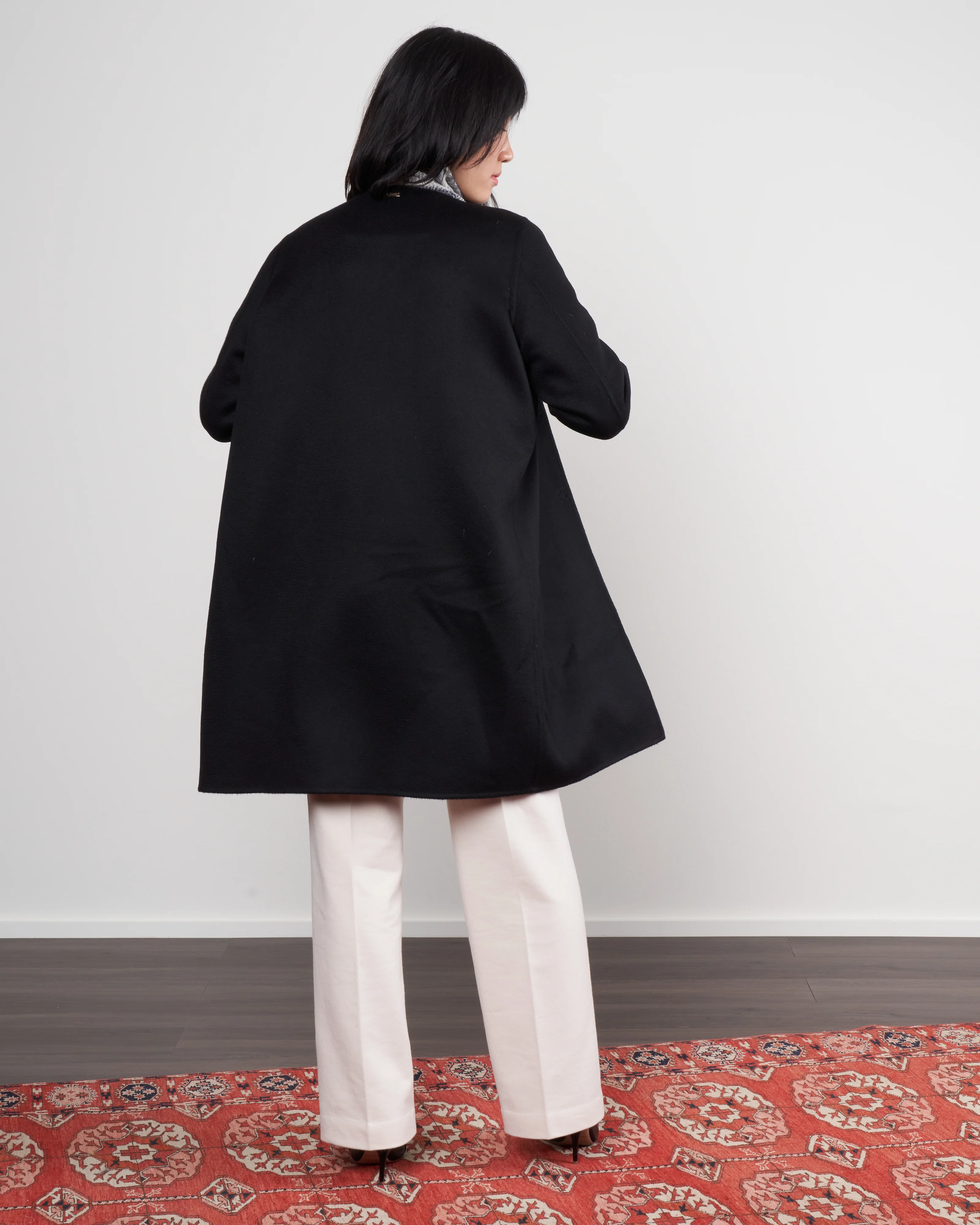 double faced cashmere coat w/nylon windguard ( 3-in-1) - nero - Image 3