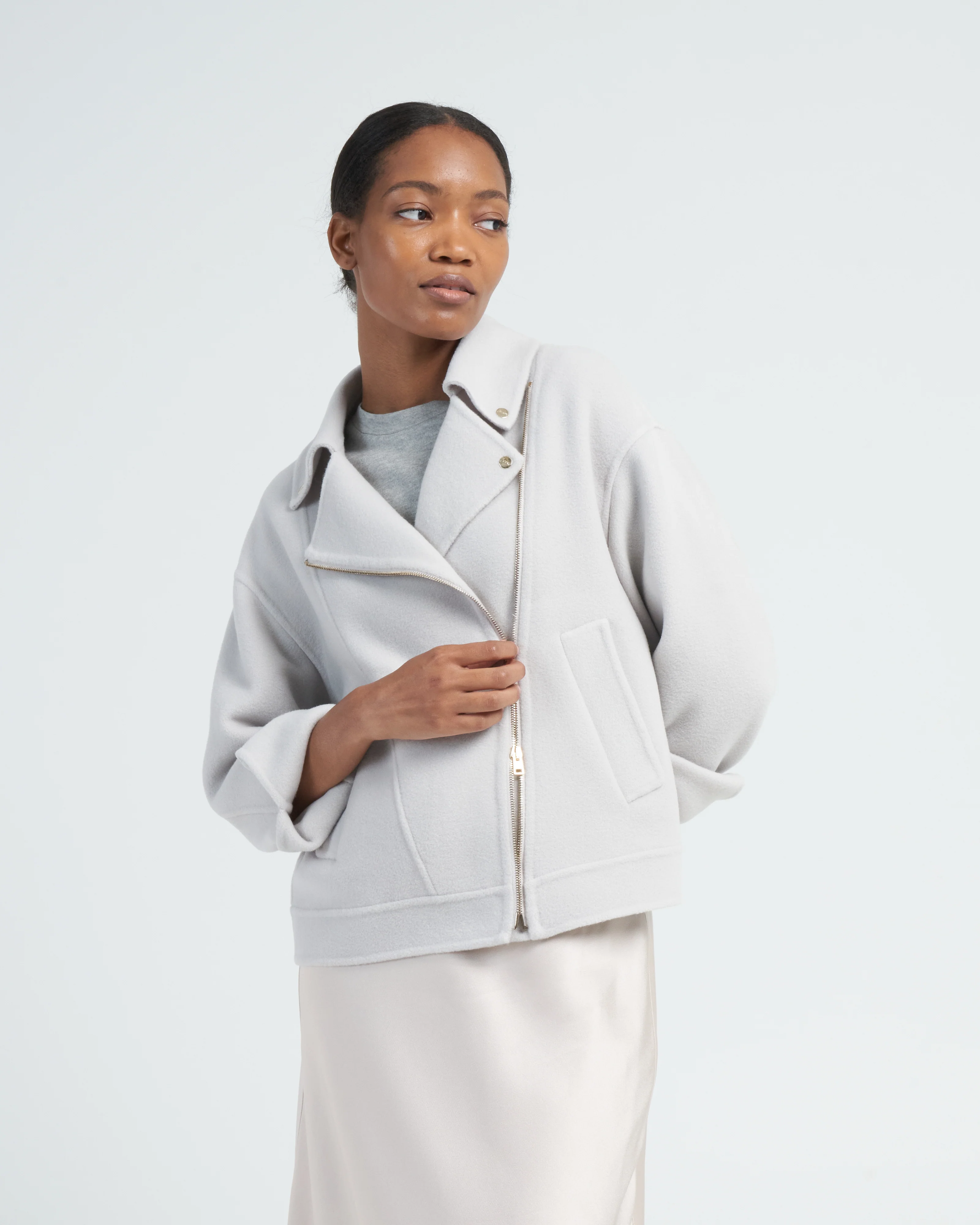 double faced wool moto jacket
