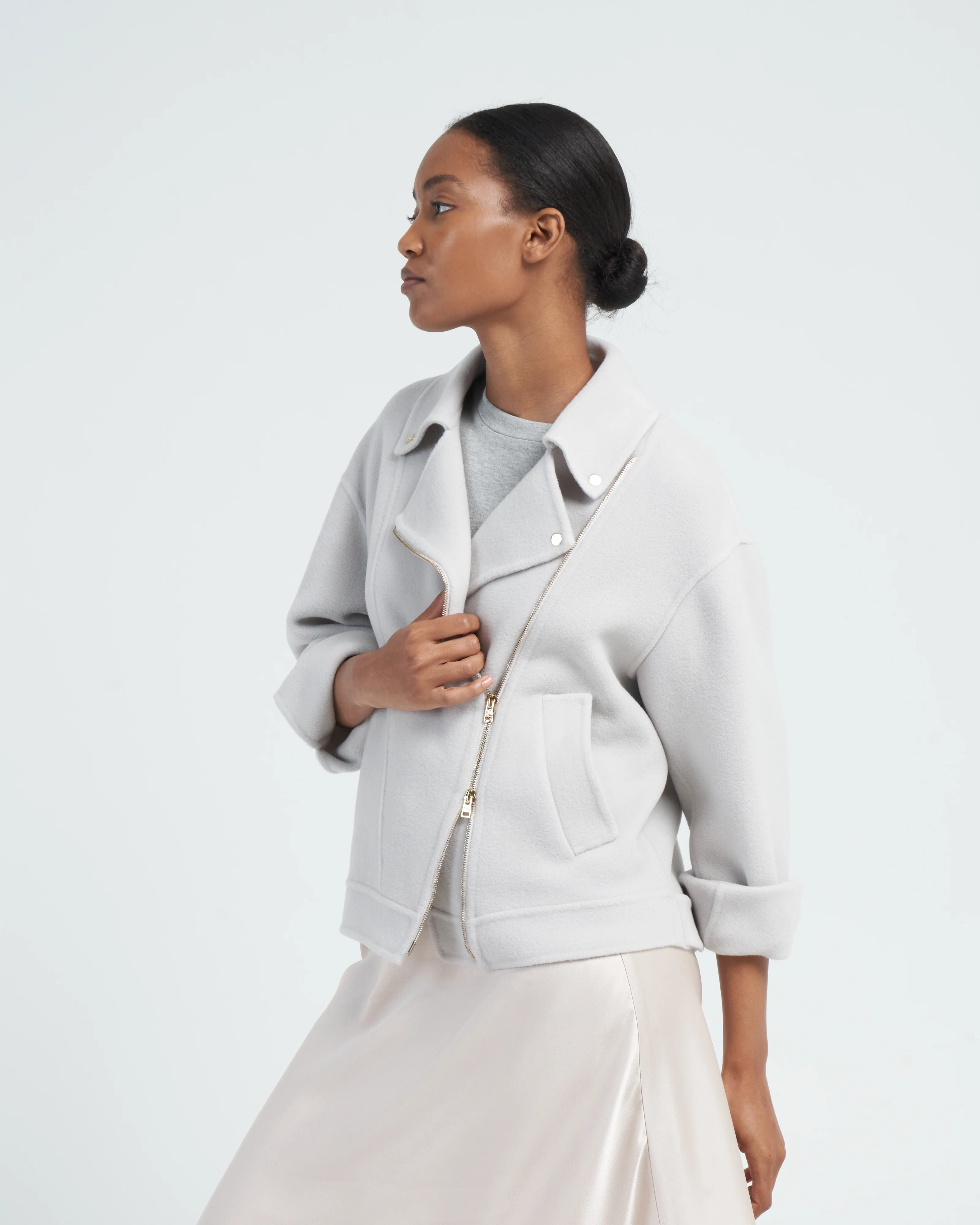 double faced wool moto jacket - Image 3