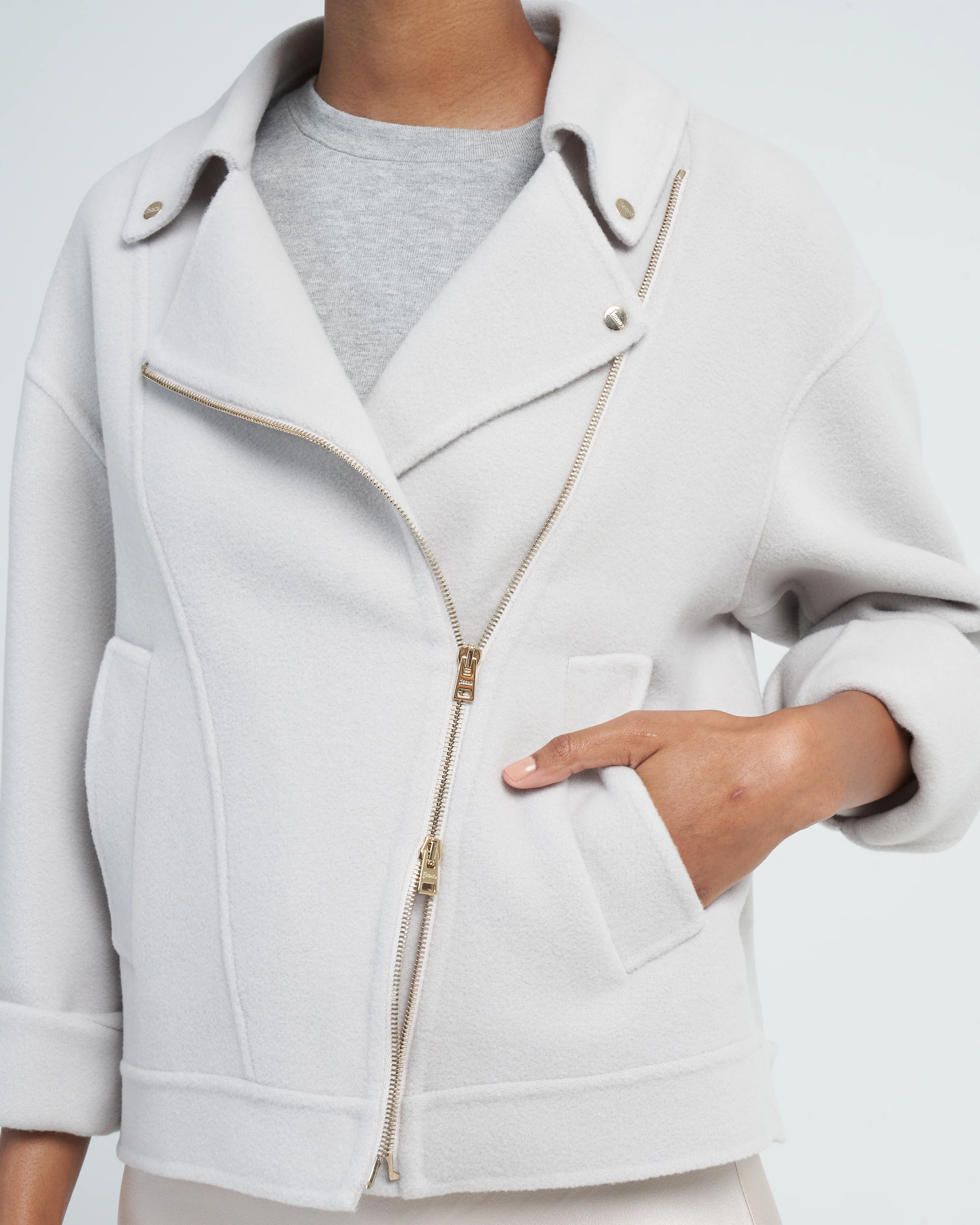 double faced wool moto jacket - Image 5