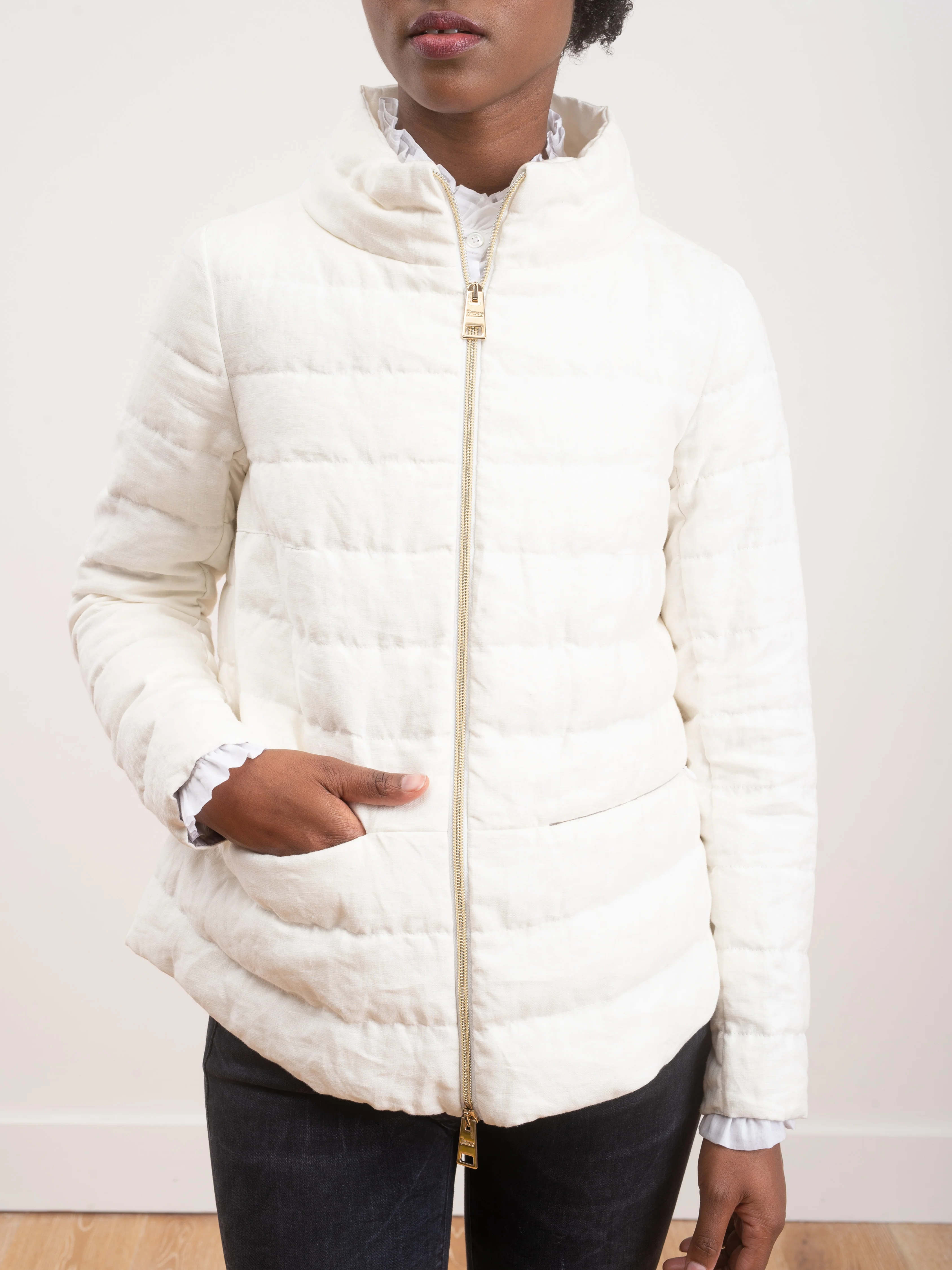 down linen jacket - white - Image 3
